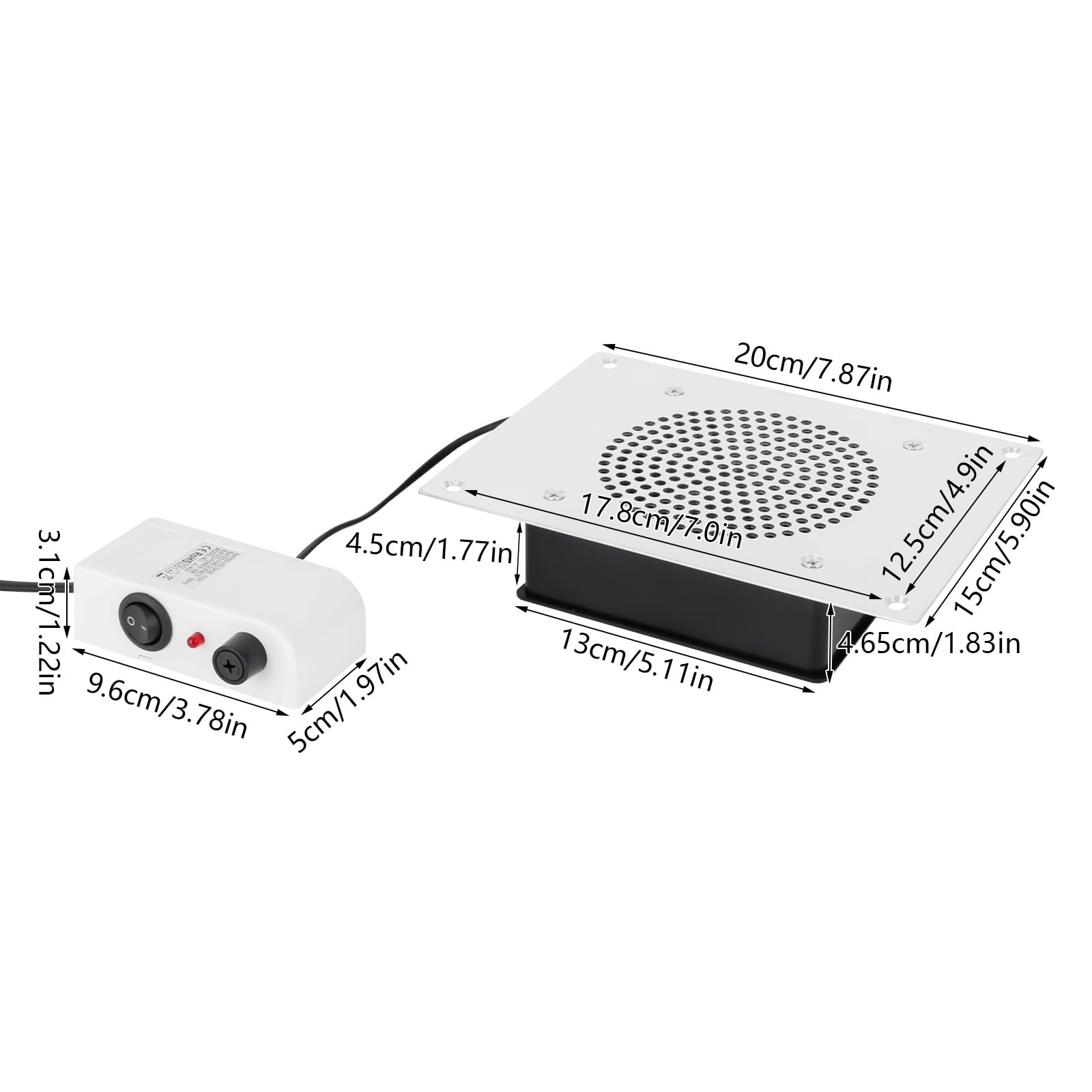 Modern Style Desktop Nail Dust Collector, Square-Shape Table Embedded Nail Vacuum Cleaner, 6W 10V 50Hz 3650RPM Nail Dust Collector 3.78 * 1.97 * 1.22in (White)