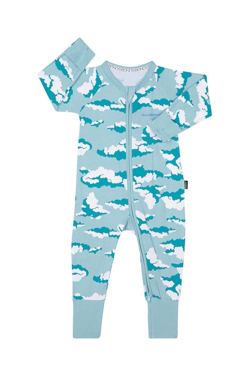 BondsBaby Zippy Wondersuit - Fluffy Cloud Aqua