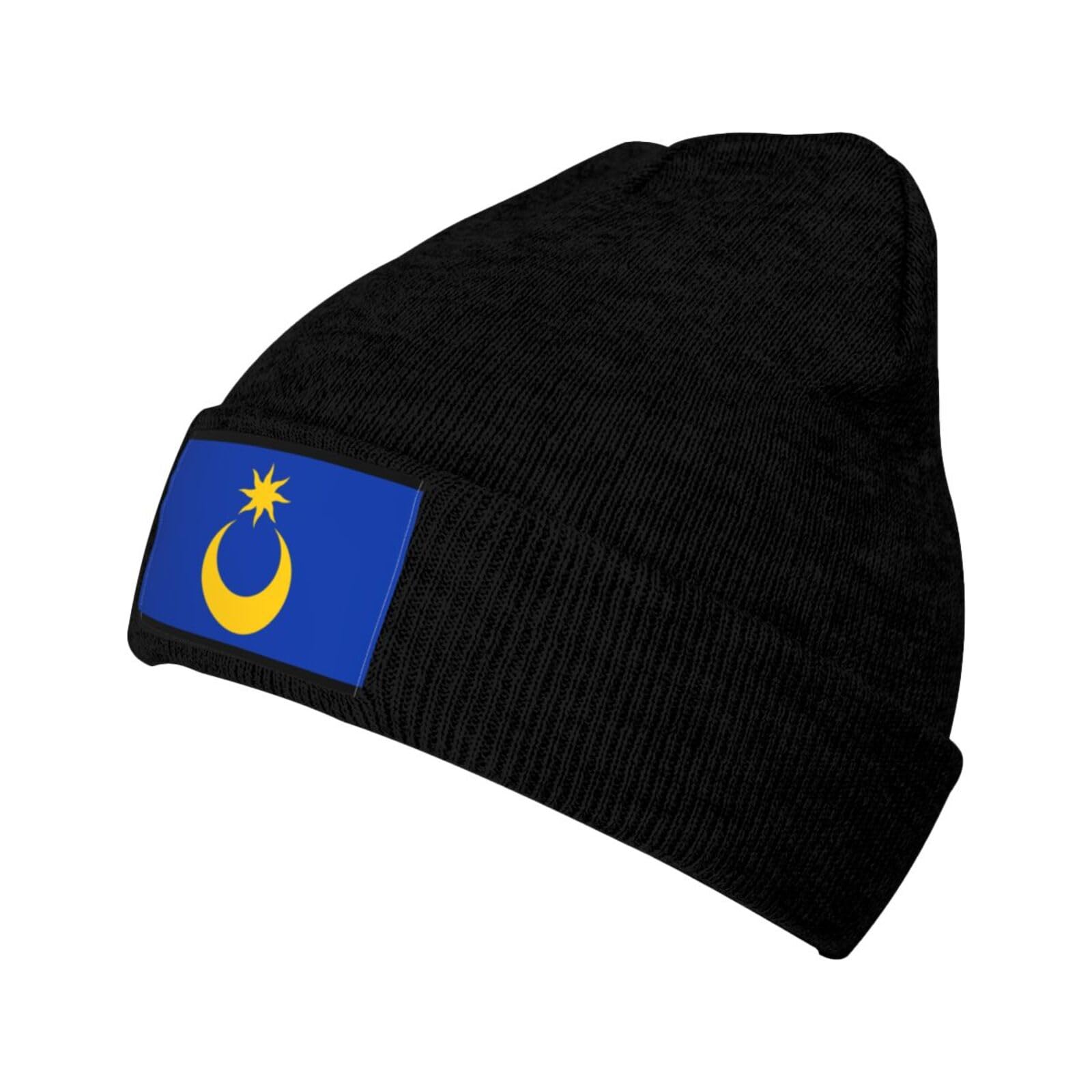 KWQDOZF City Flag of Portsmouth Beanie Unisex Knit Hat Acrylic Cuffed Cap Winter Hats Black