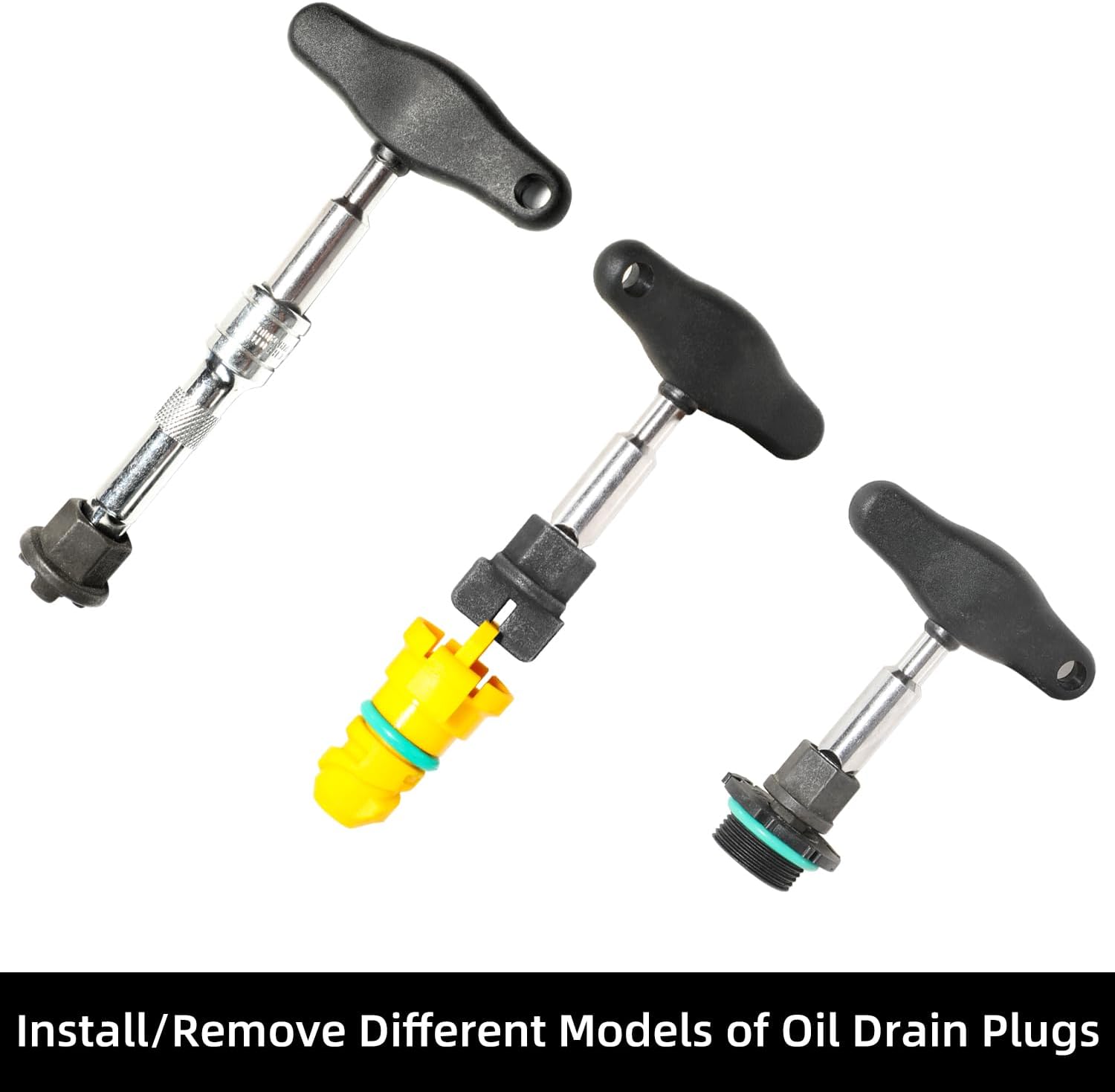 DPTOOL 11-Piece Oil Drain Plug Removal Kit Compatible with GM VW Ford Mercedes Audi BMW Chrysler Lincoln Volvo Mazda with Ratchet Wrench Replace 090-999 DPR350