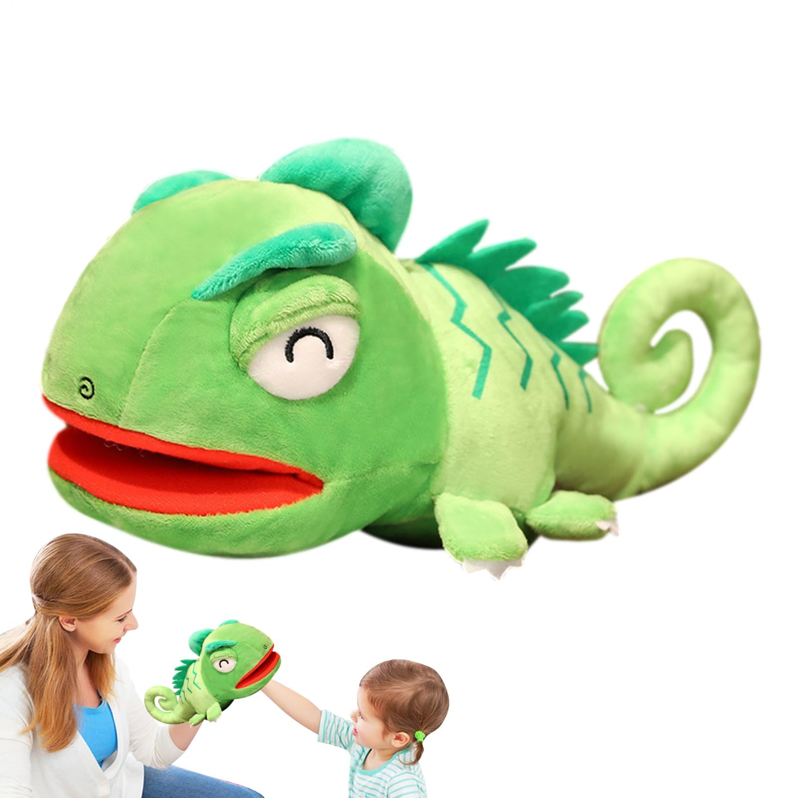 Peluche Caméléon avec Bouche Mobile | Marionnettes d'animaux Mignons en Peluche Caméléon | Peluches De Lézard en Peluches, Animal EnPeluche Reptile Multifonctionnel
