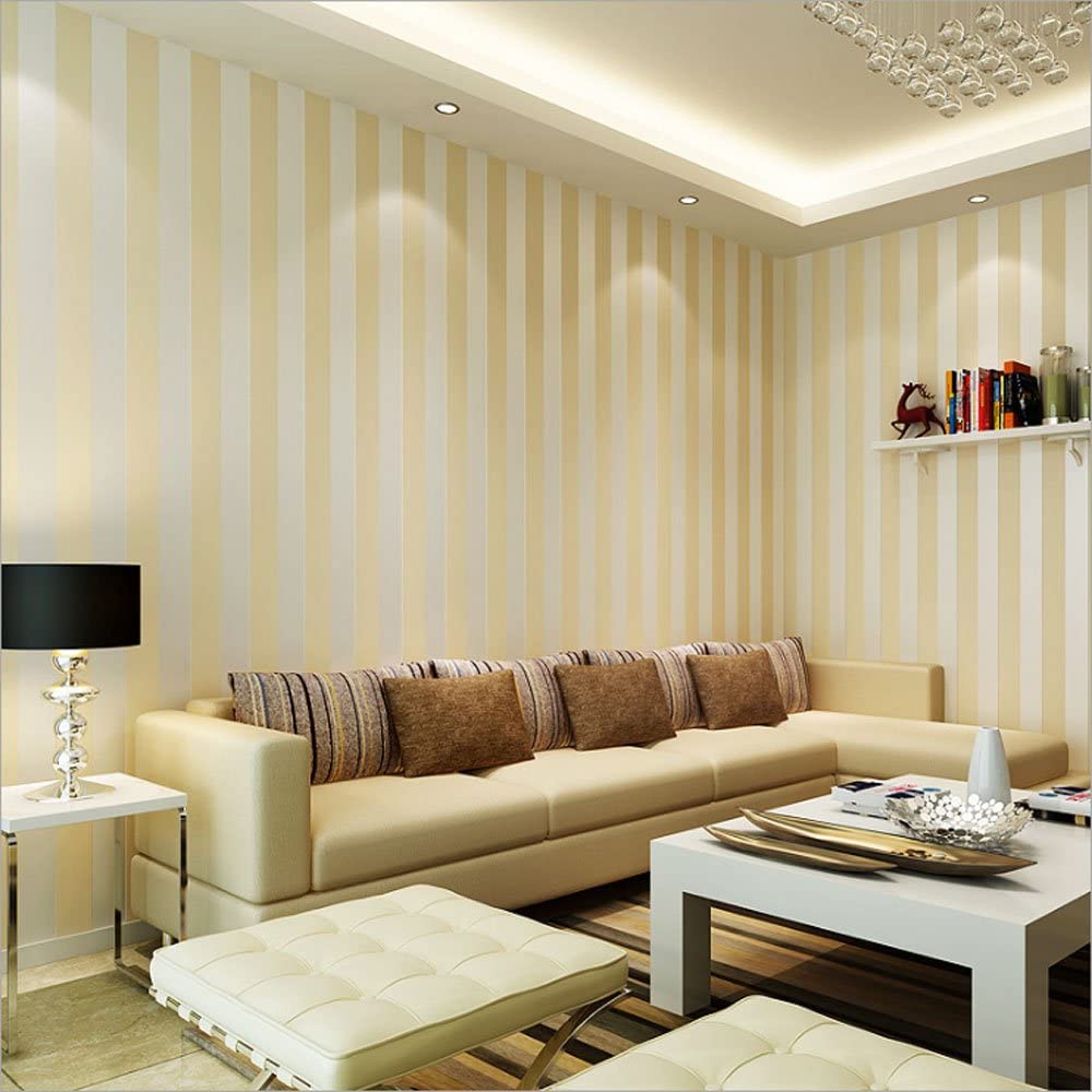 KeTian European Style Modern Minimalist Country Luxury Stripe Non-Woven Wallpaper Roll for Living Room Bedroom Tv Backdrop Wall Beige Color 0.53m (1.73' W) x 10m(32.8'L)=5.3m2 (57 sq.ft) - Image 2
