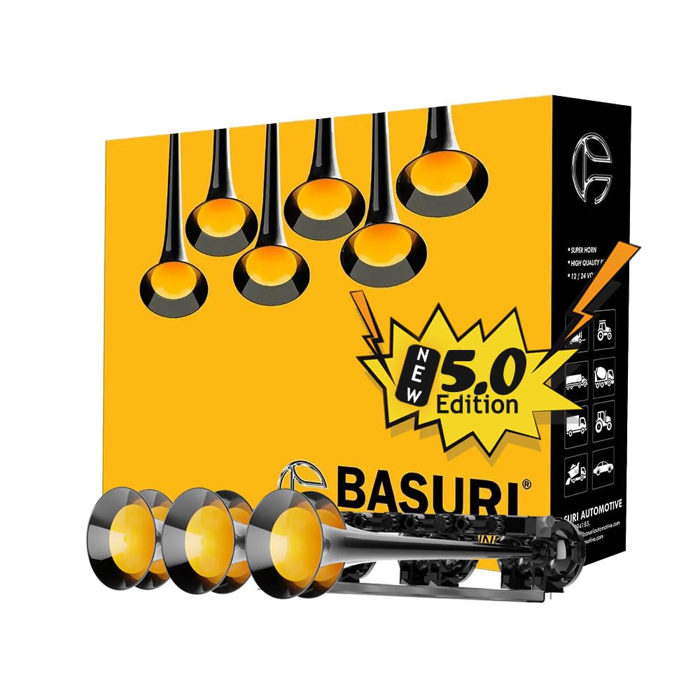 Baby Shark 5.0 | Clacson 12-24 Volts | Musicale Trumpet Klaxon Basuri | 130 Db 24 Melodies | Super Potente Per Camion,Trattore,Agricolo,4x4,Jeep,Bus, Auto,Voiture