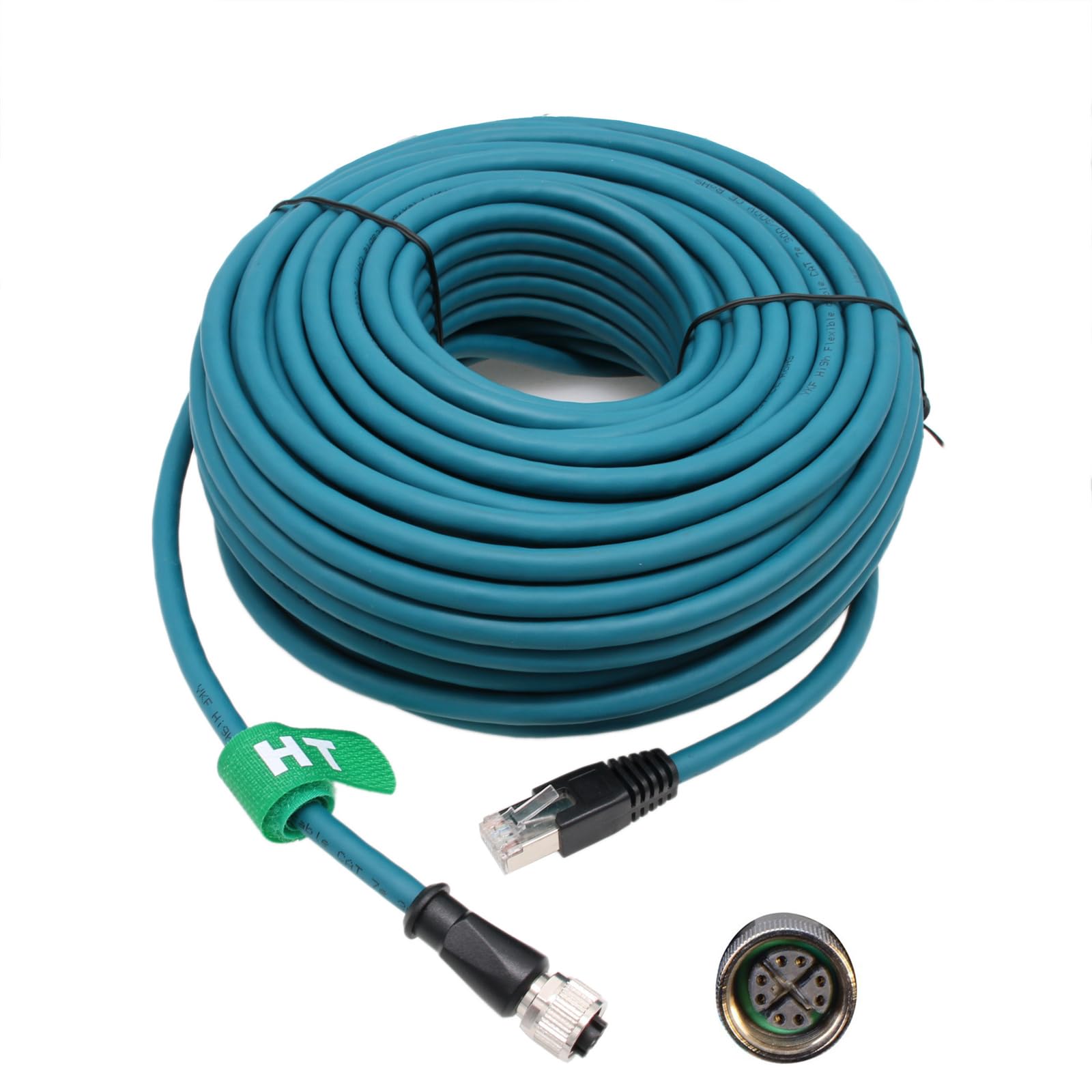 HangTon Câble réseau Ethernet M12 à code X 8 broches femelle vers RJ45 Cat7e Cordon de raccordement pour actionneur d'automatisation industrielle Cognex Commutateurs réseau Profibus 30 m