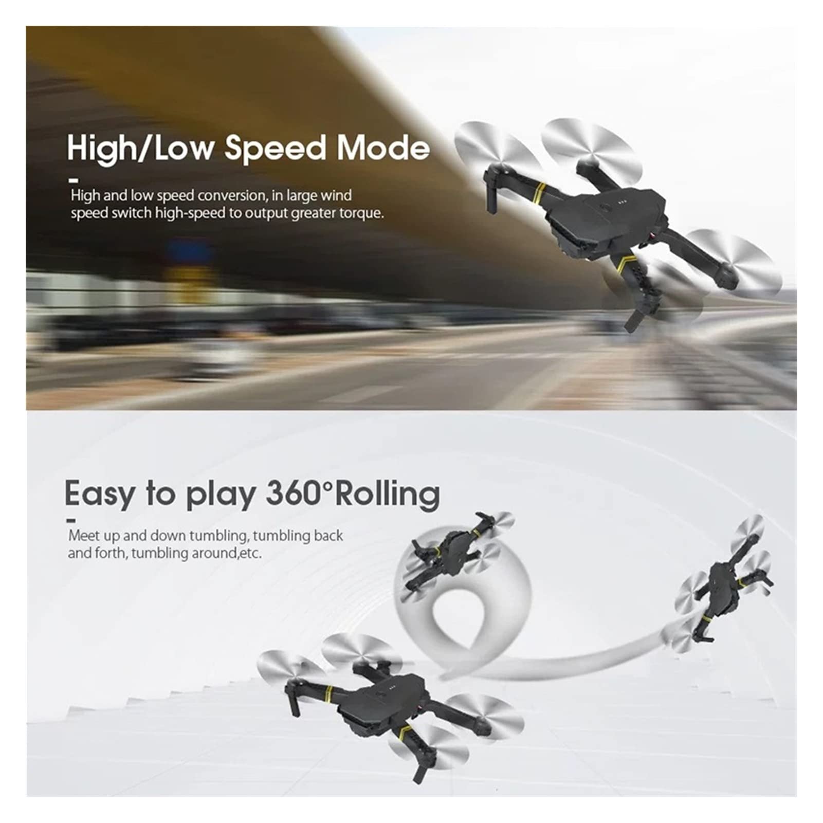 Składany dron Quadcopter Drone 4K Profesjonalna kamera szerokokątna HD 1080P WiFi Drone Podwójna wysokość kamery Utrzymuj składany helikopter Rc Toy (Kolor : Brak Rozmiar kamery : 1) (Kamera 720P 1)
