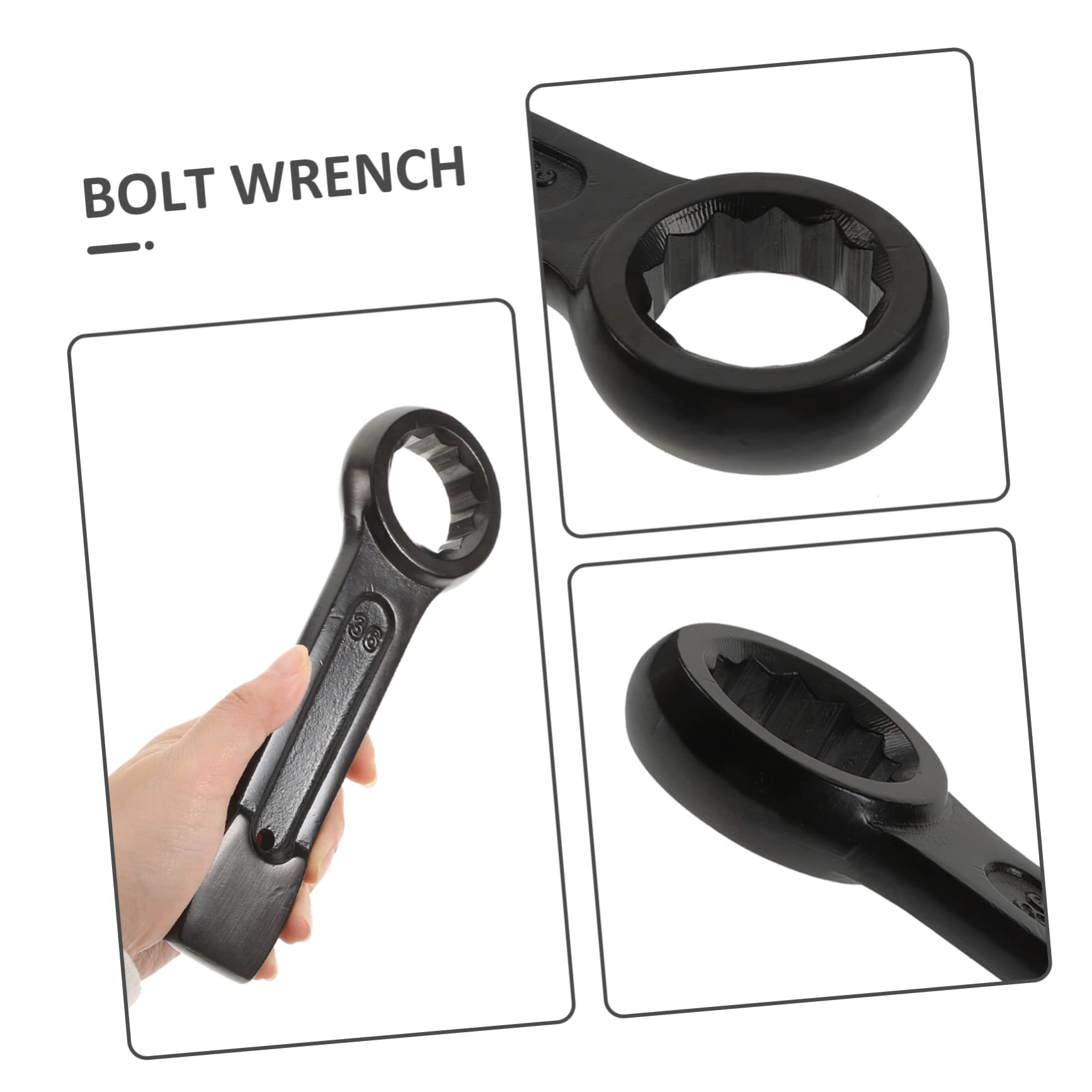 TEHAUX Clé à Cliquet Polygonale à Frapper 36 Mm en Acier Forgé Certifiée, Résistante aux Chocs pour Entretien Mécanique et Automobile, Outil Manuel Lourd 0,8 Kg Adapté Chantier
