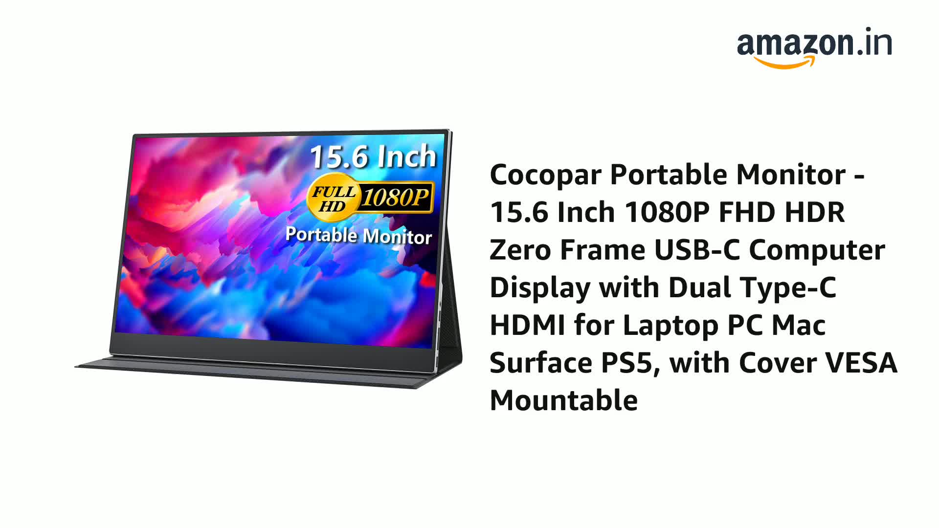 テレビ cocopar Mobile Monitor 15.6\" HD Amazon.com: cocopar Portable Monitor 15.6-inch FHD 1080p FHD