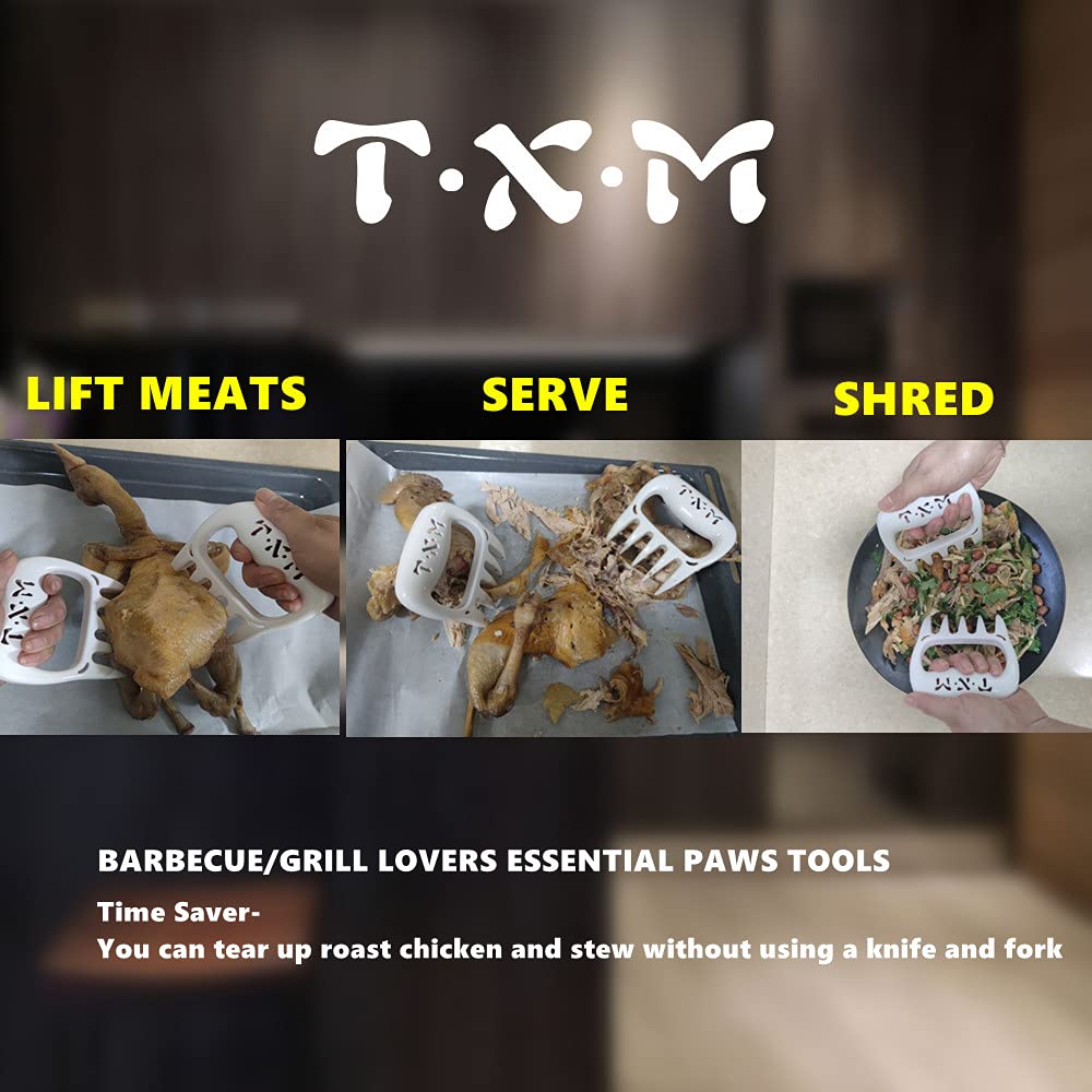 T·X·M Meat Claws for Shredding,Barbecue Claws for Pulled Pork,Grill Smoker Meat Paw Claws, BBQ Claws Shredding Carving & Handling Foods,Barbecue Grilling Accessories(2Pcs) (White)
