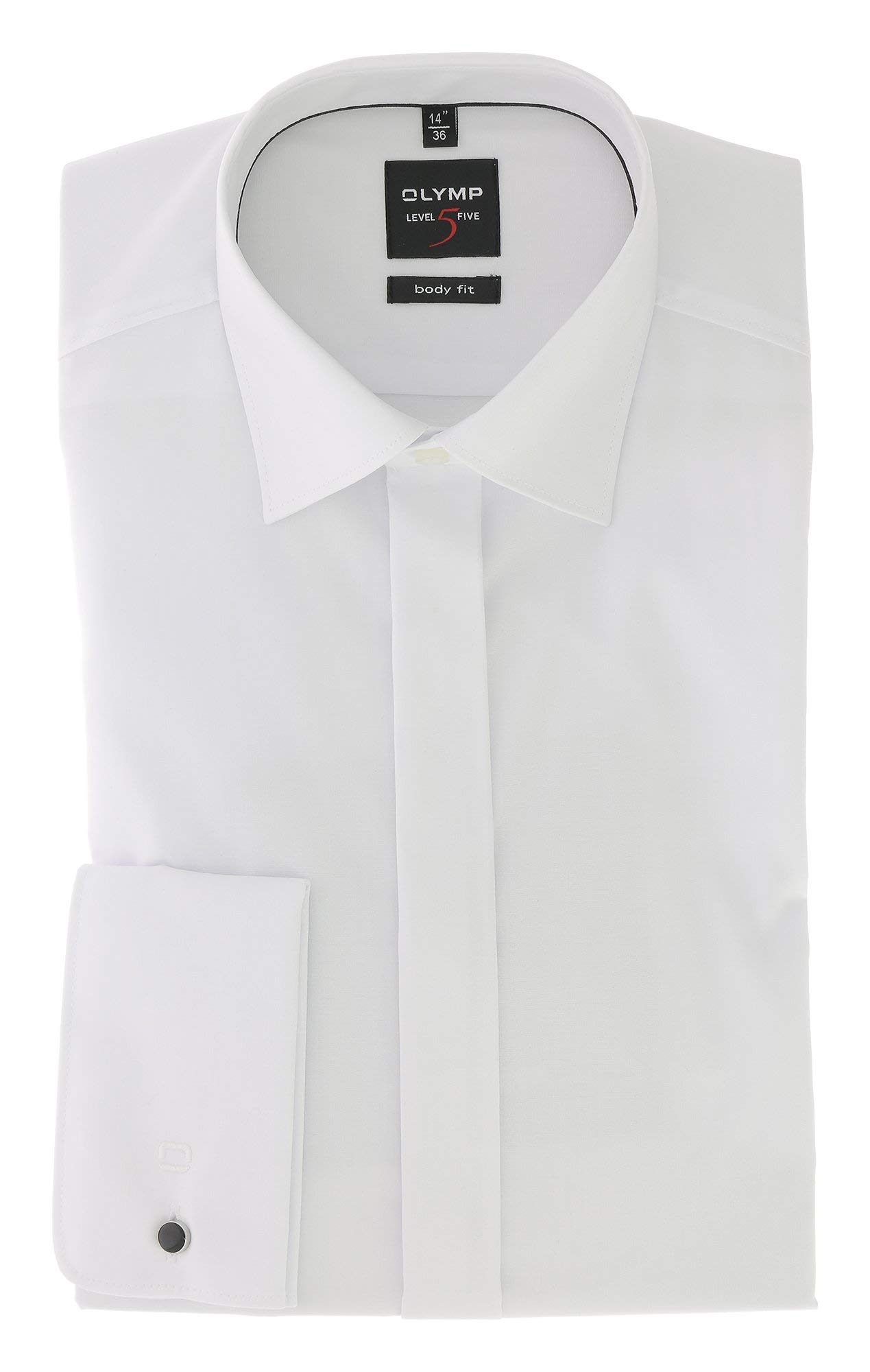 OLYMP Level Five Body Fit Gala Shirt Long Sleeve Poplin, White, 30
