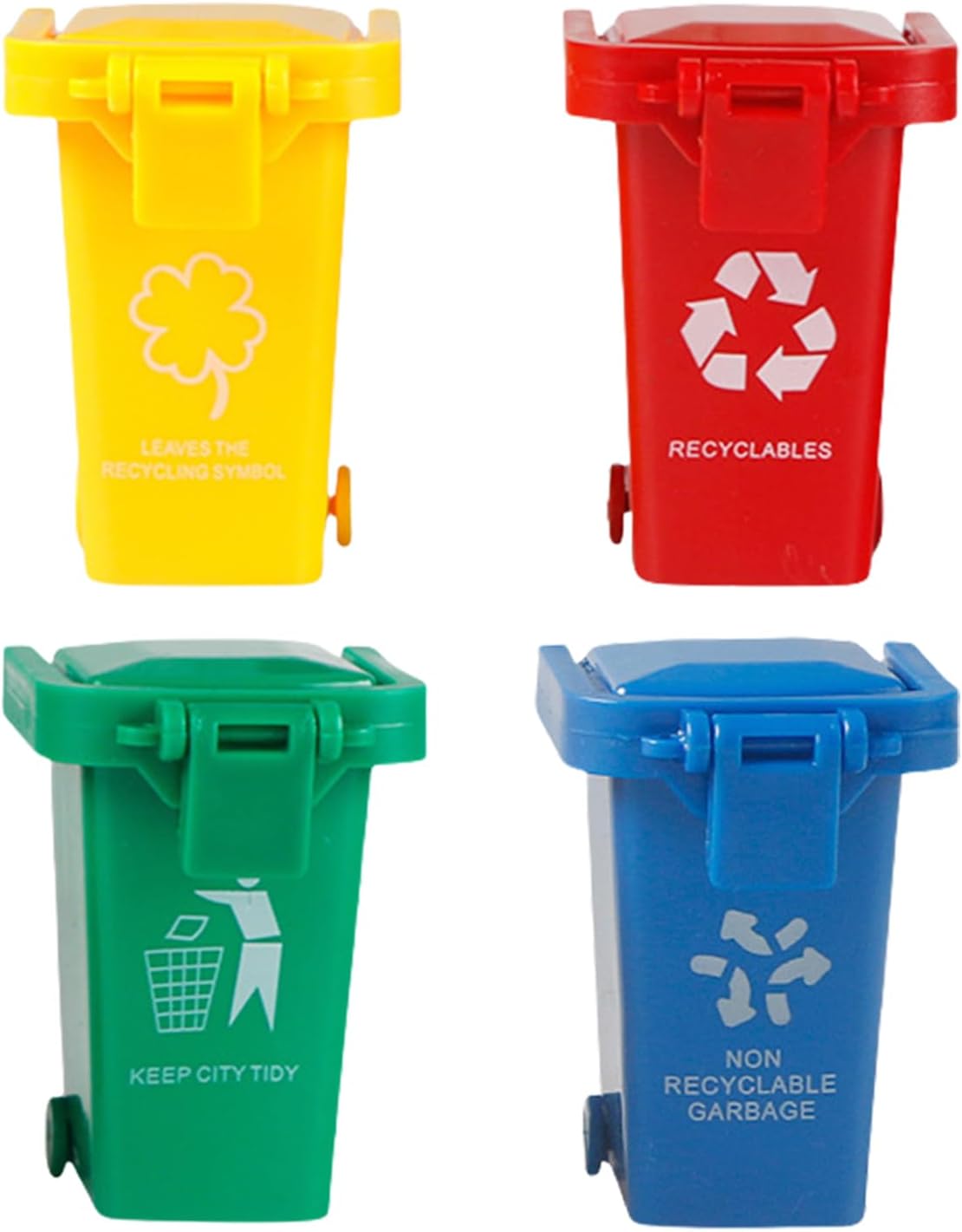 Miniature Trash Can, Tiny Garbage Cans For Desk, Curbside Trash Recycle Can, Creative Small Garbage Truck Toy With Lid & Wheels For Kid Toddler
