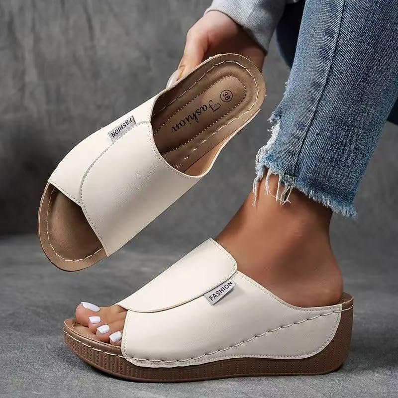 UOQAPRE Wedge Platform Sandals for Women Open Toe Slip On Sandals Womens Lightweight Sandals Shoes Summer Beach Sandals 6