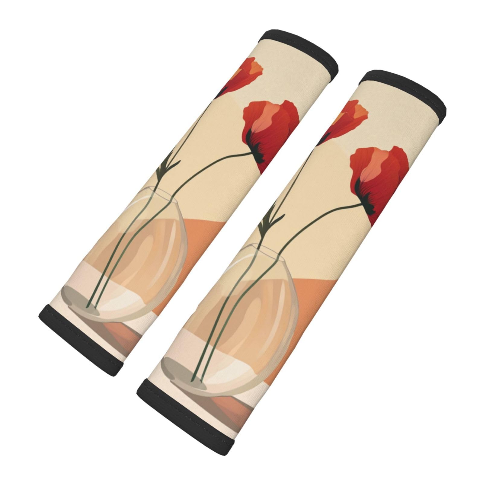 Abstract Minimalistic Red Flower in Vase Car Seat Belt Cover 2 Pack Seatbelt Strap Shoulder Pad Protector Universal Comfort for Car
