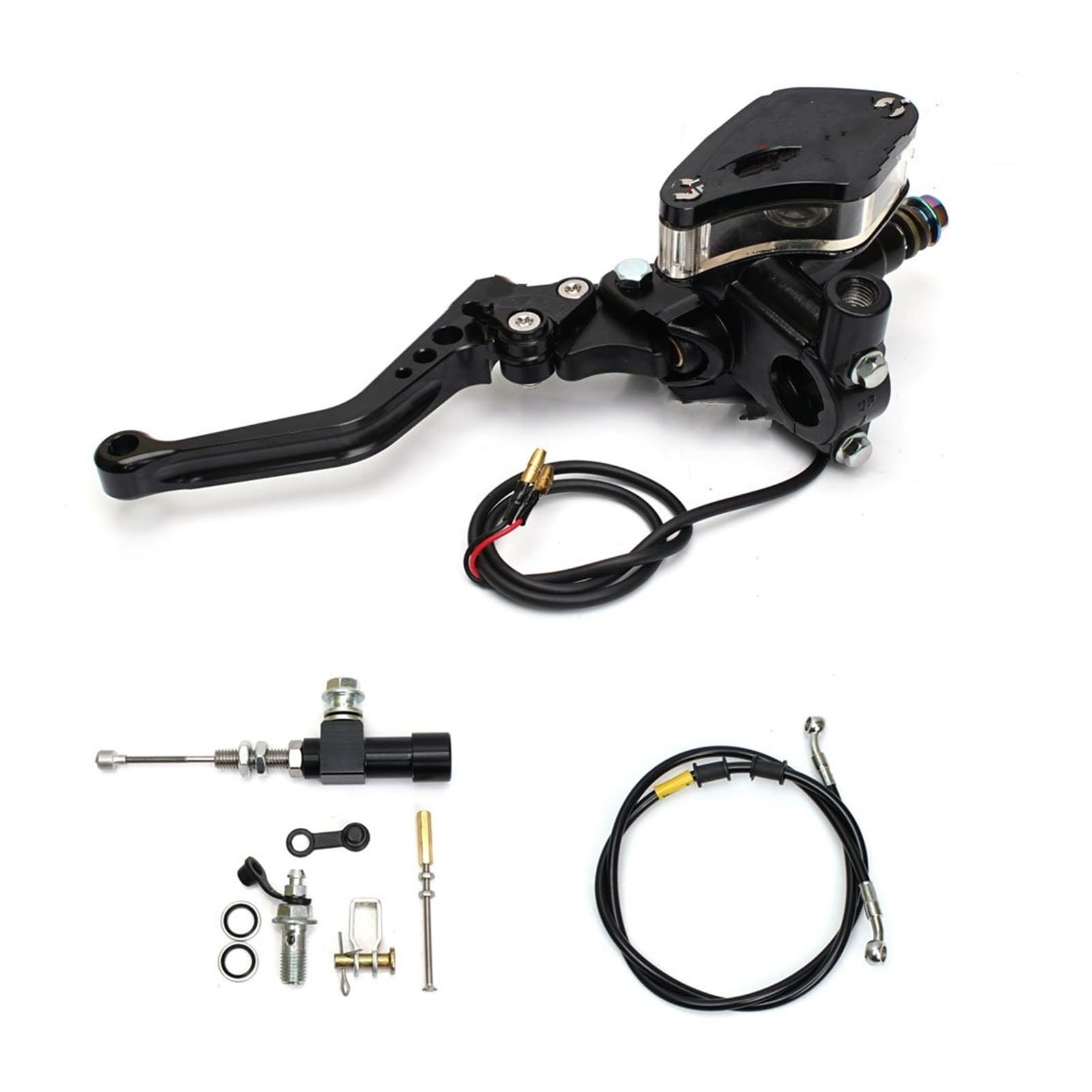 Pbqenxb Break and Clutch Levers 22mm Motorcycle CNC Hydraulic Clutch Kit Lever Master Cylinder Knitting Oil Hose(Black)