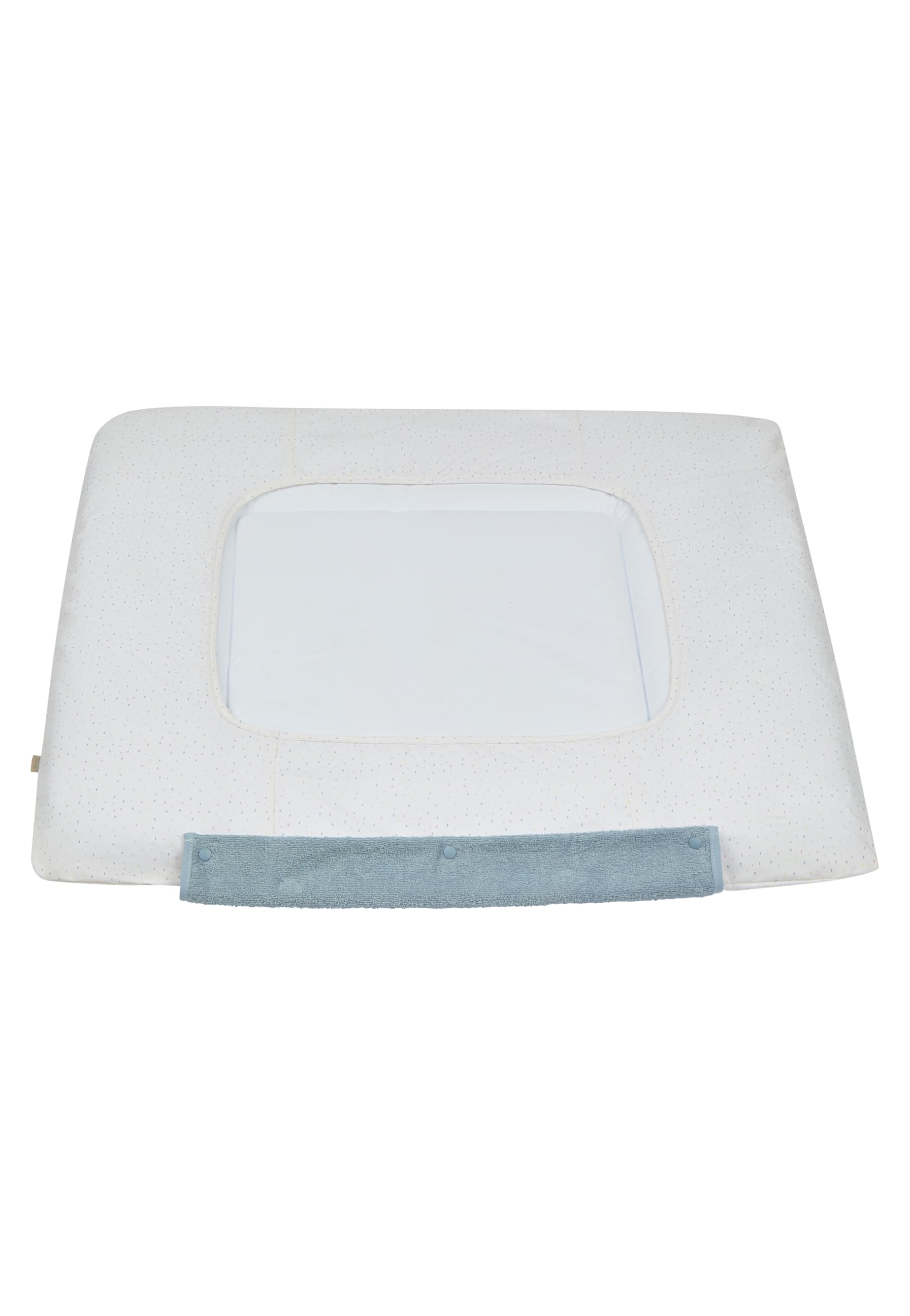Sterntaler Wickelauflagenbezug Fuchs Filou 80x90cm - saugfähige Baumwolle mit abtrennbarem, wasserundurchlässigem Frottee-Mittelteil - niedliche Applikation - Baby Zubehör für Wickeltisch, graublau