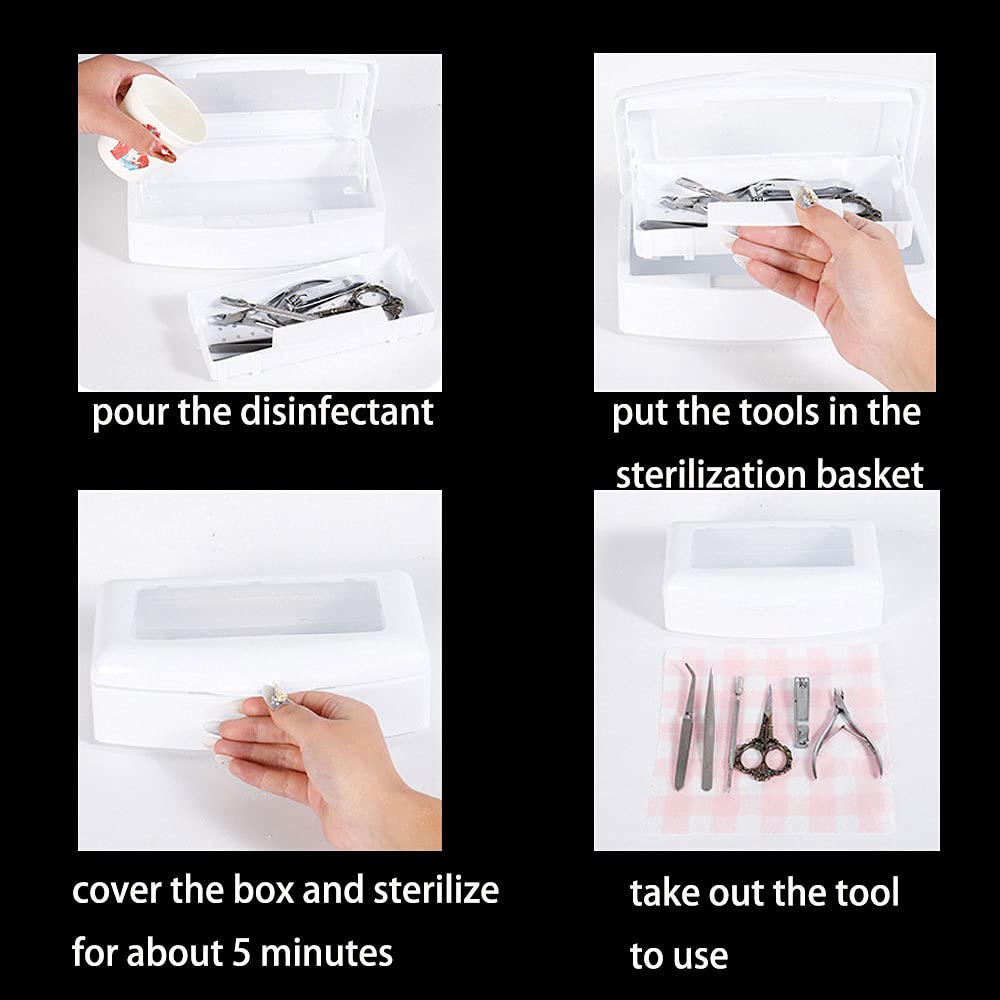 2 vaschette per sterilizzazione barbicida, con coperchio trasparente, contenitore sterilizzatore per strumenti per manicure e disinfezione pulita