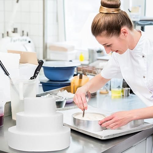 Miniatura 7 de Muñecos redondos de espuma de 3 niveles, 3 tamaños, pastel de boda falso, pastel de espuma para decoración y exhibición de bodas (3.9, 5.9, 7.9