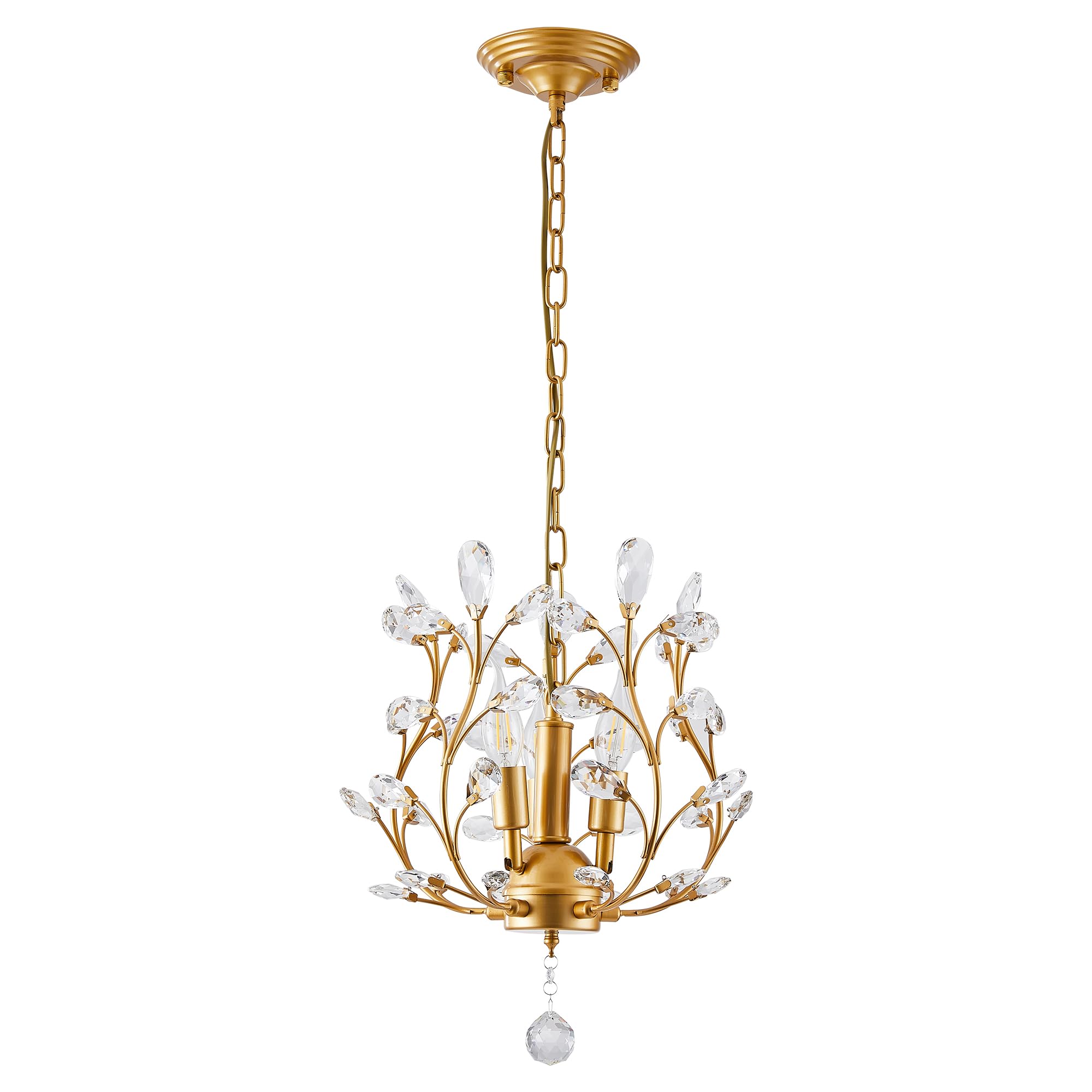 Garwarm3-Light Vintage Crystal Chandelier: LED, Bronze, Living Room, Bedroom