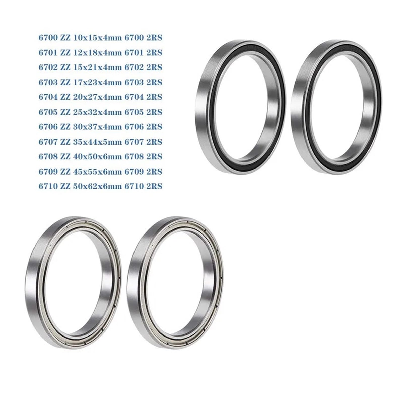 2 Pieces of Bearings 608 6700 6701 6702 6703 6704 6705 6706 6707 6708 6709 6710-2 ZZ Ultra-Thin Wall Rubber dust-Proof Ball Bearings(-2RS,2 PCS_6710 50X62X6MM)