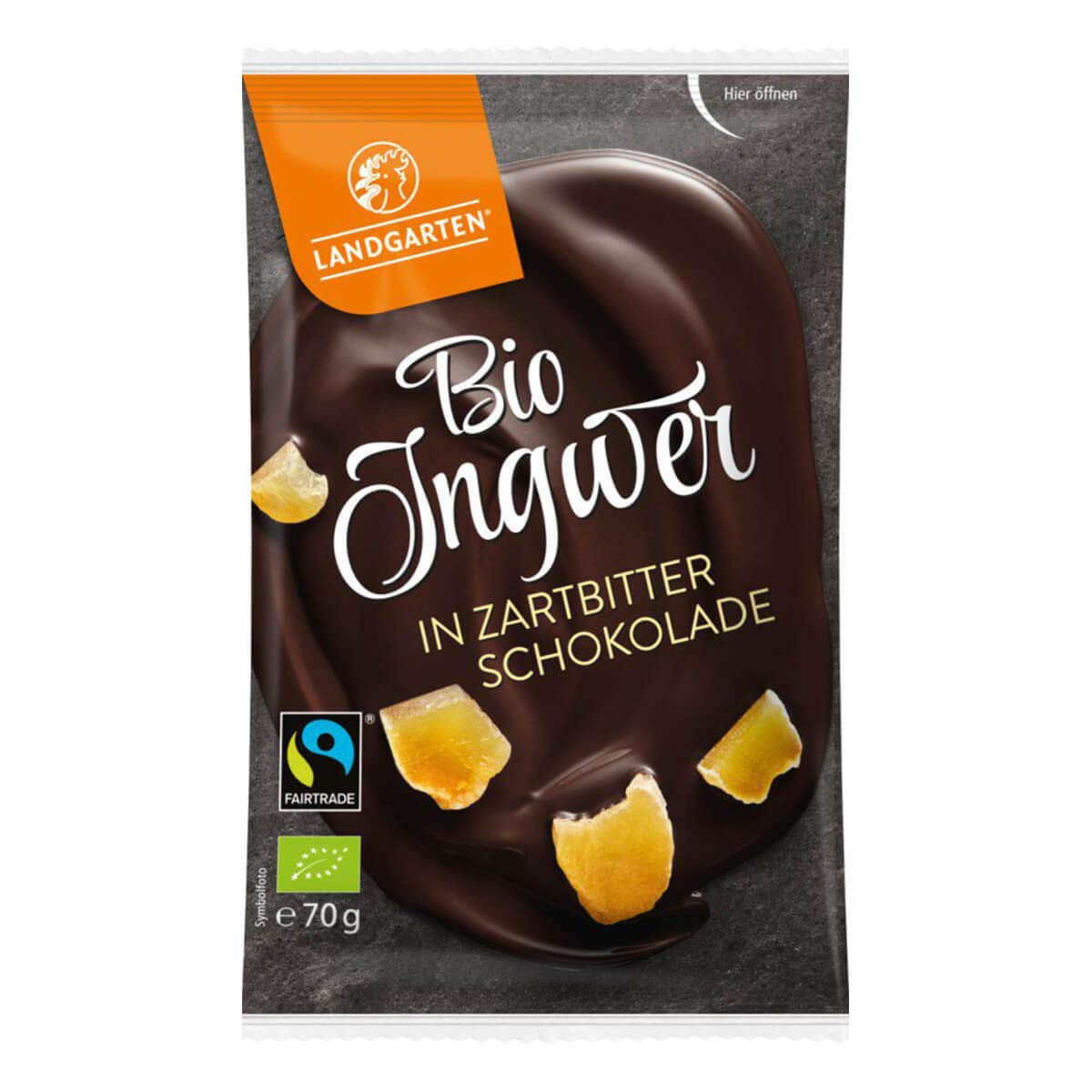 Landgarten - Bio FT Ingwer in Zartbitter-Schokolade - 70 g - 10er Pack