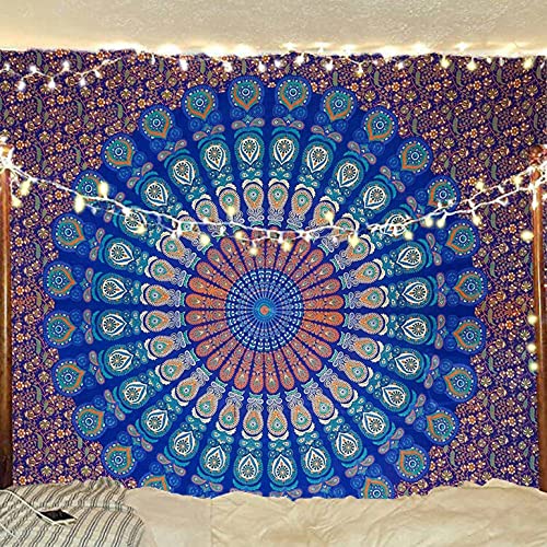 raajsee Turquoise Blue Tapestry- Best Mandala Wall Hanging- Bedding Tapestry For Bedroom...
