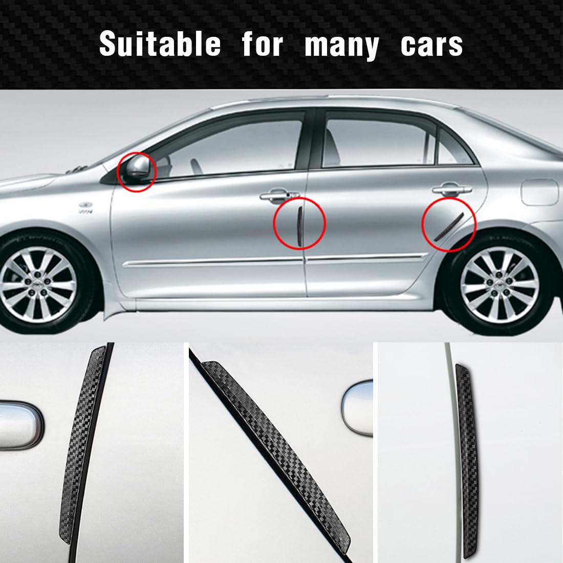 Proteggi Portiere Auto In Fibra Di Carbonio - 4 Pezzi Adesivi - Anti Graffi E Urto Per Portiere Di Auto, SUV E Camion