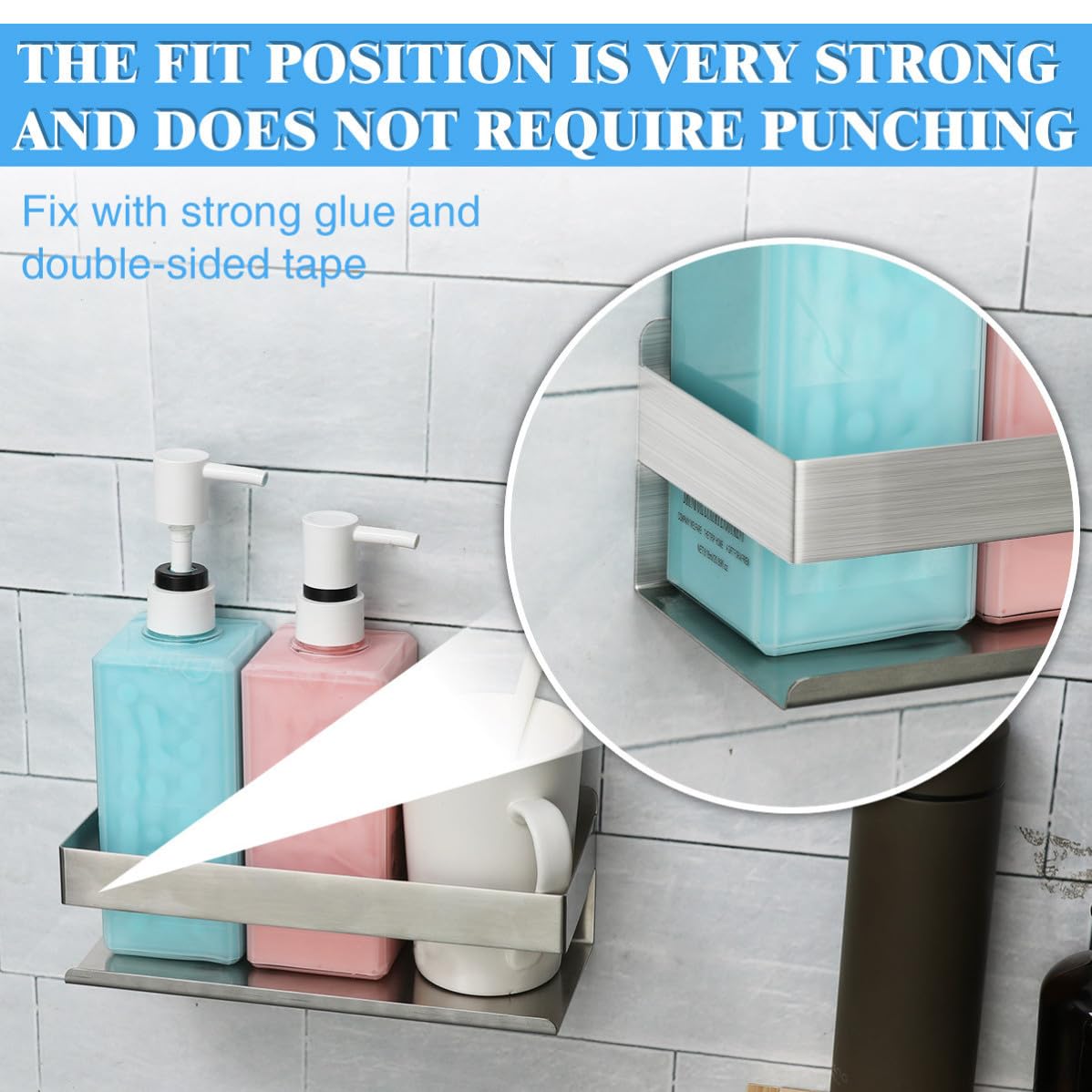 jojofuny Acero Inoxidable Estante sin Perforar de Pared para Cocina y Baño