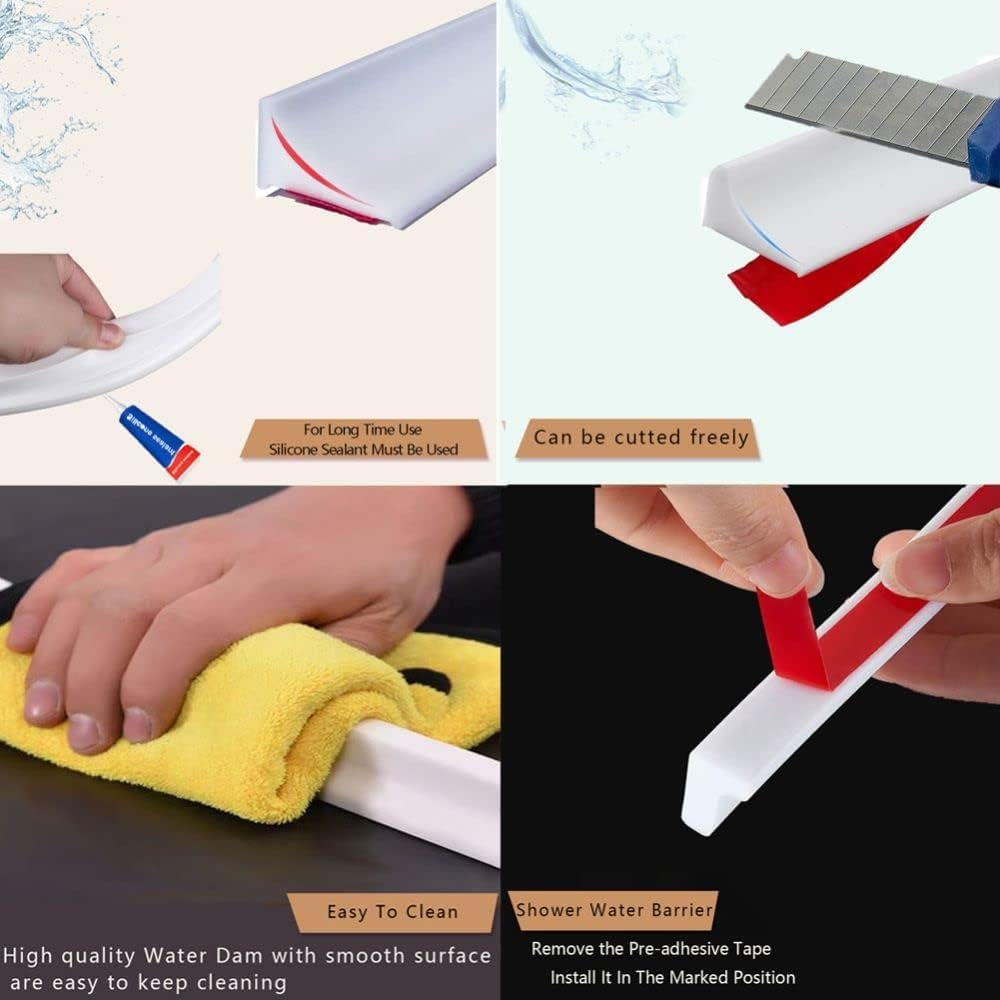 Tira de sellado de silicona de 15 m, sellado de bordes de baño, barrera de agua para umbral de suelo para habitación húmeda, borde de azulejos para baño, bañera, encimera, cocina, color blanco (20 mm