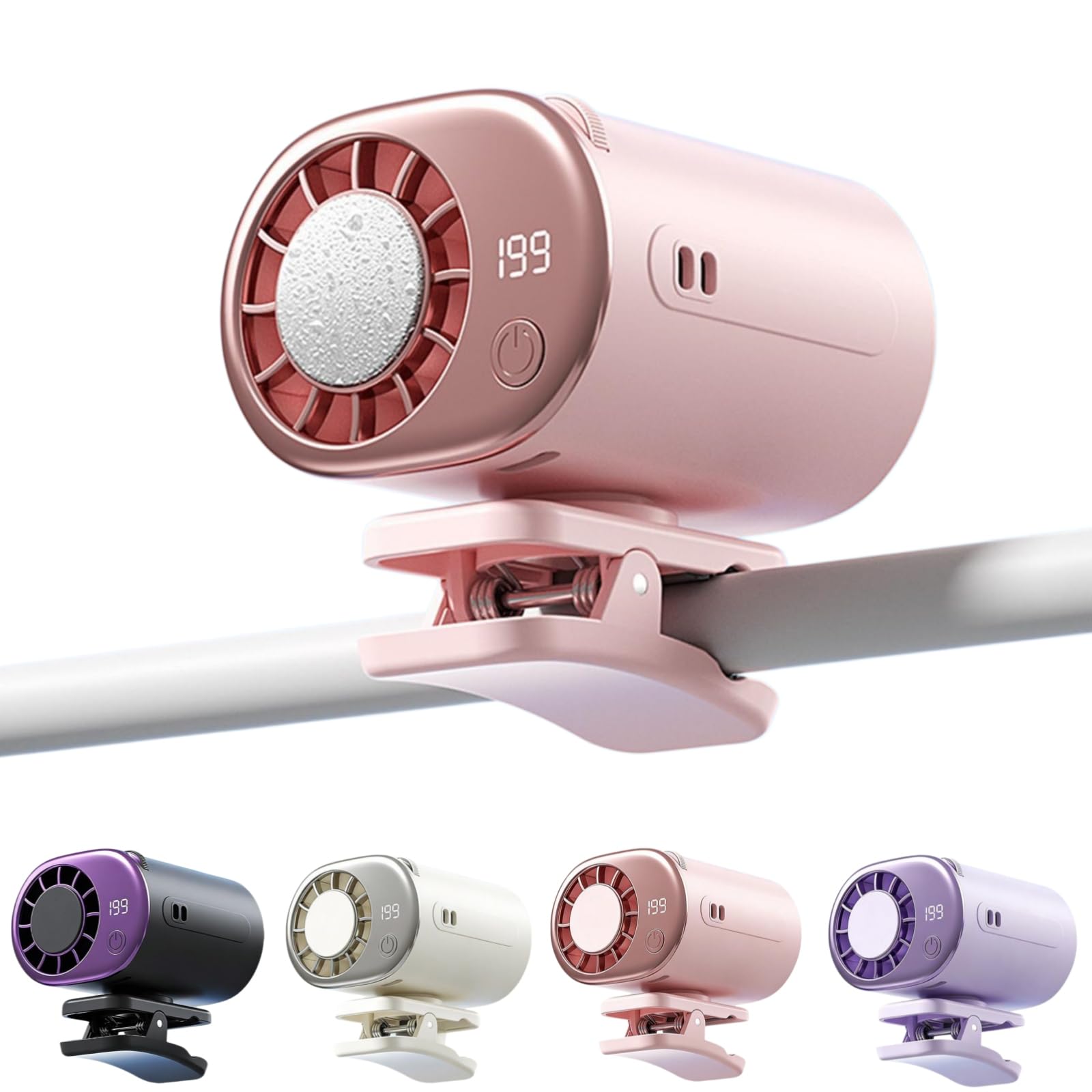 Ventilador de clip con rotación de 360° portátil y recargable para escritorio