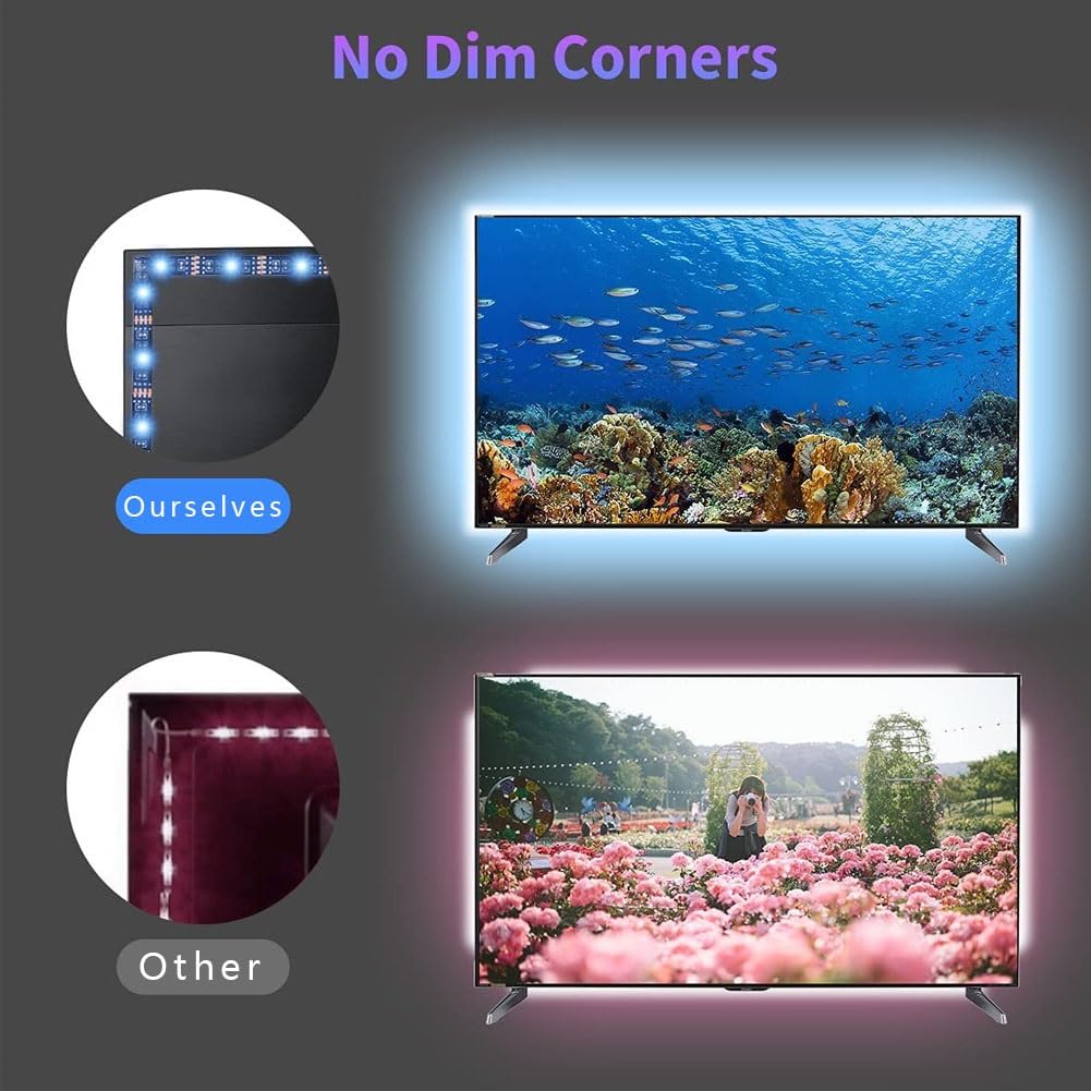 Barra de luz LED RGB para juegos, iluminación ambiental alimentada por USB para televisores y computadoras, control de aplicación Bluetooth, tira de retroiluminación de sincronización de música