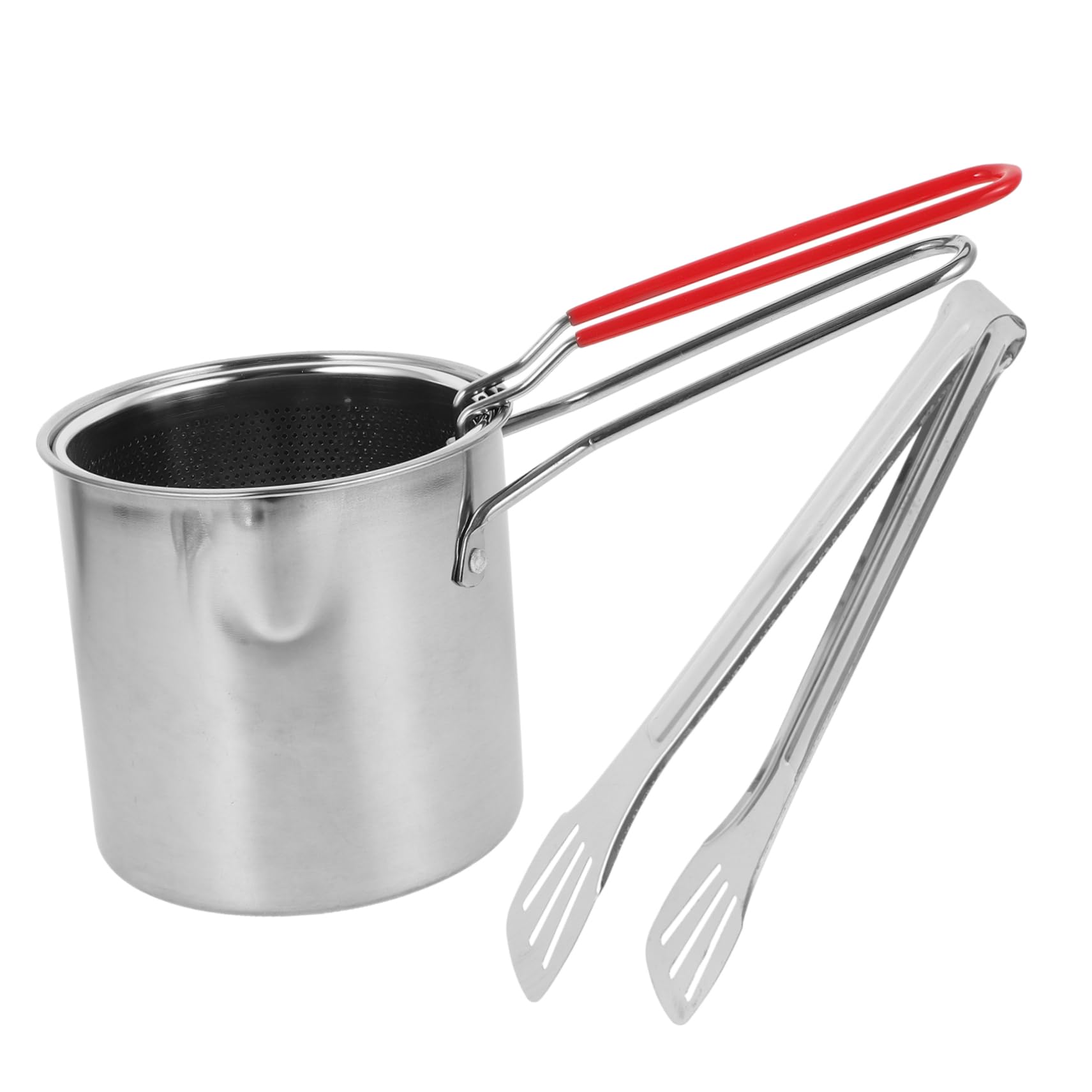 JECOMPRIS Mini Deep Fryer Pot Stainless Steel Round Basket Lightweight Easy to Store Food Cooking Pot