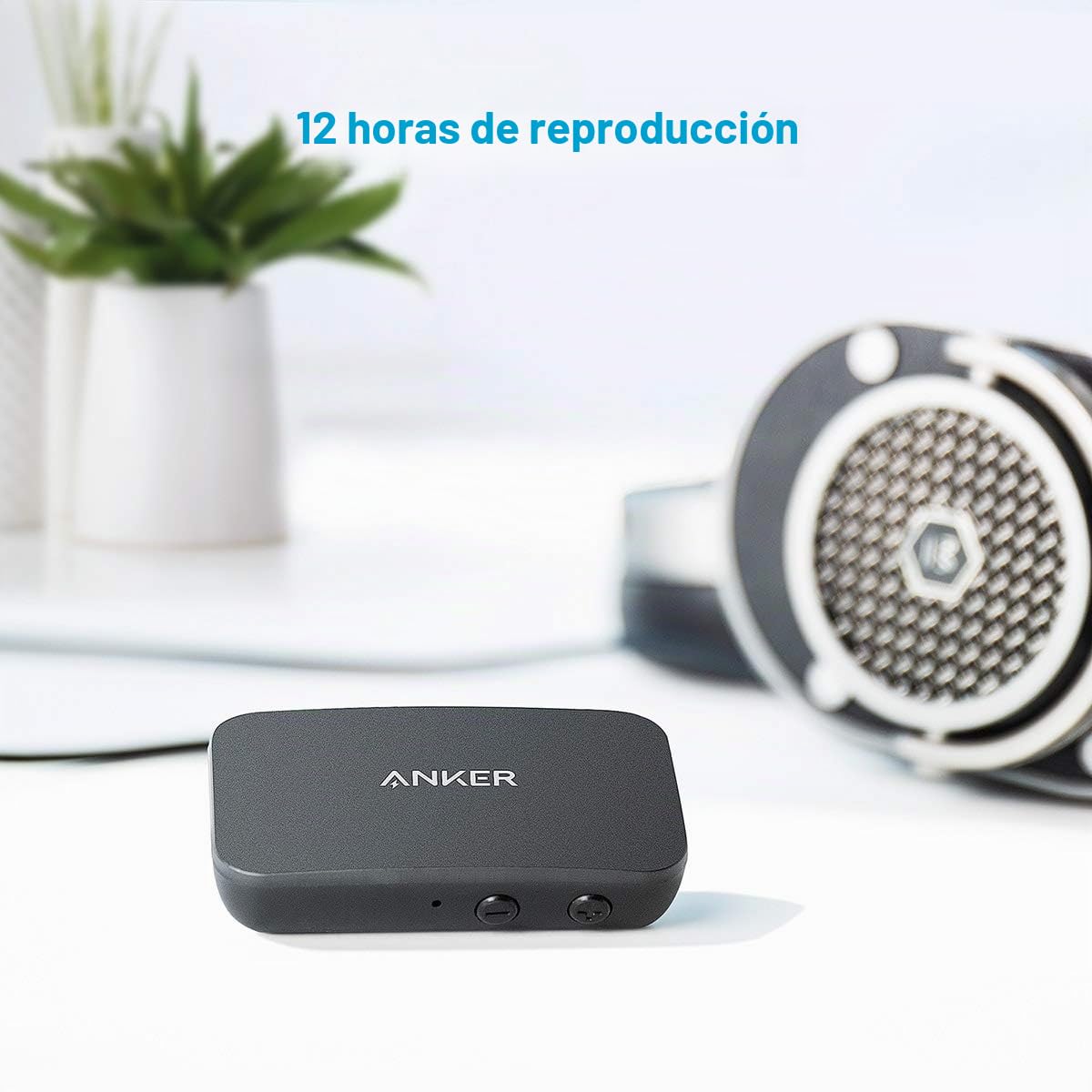 Anker Soundsync A3352 - Receptor Bluetooth para transmisión de música Bluetooth 5.0, 12 Horas de duración, Manos Libres, conexión de Dispositivo Dual, para Coche, hogar, Auriculares, Altavoces