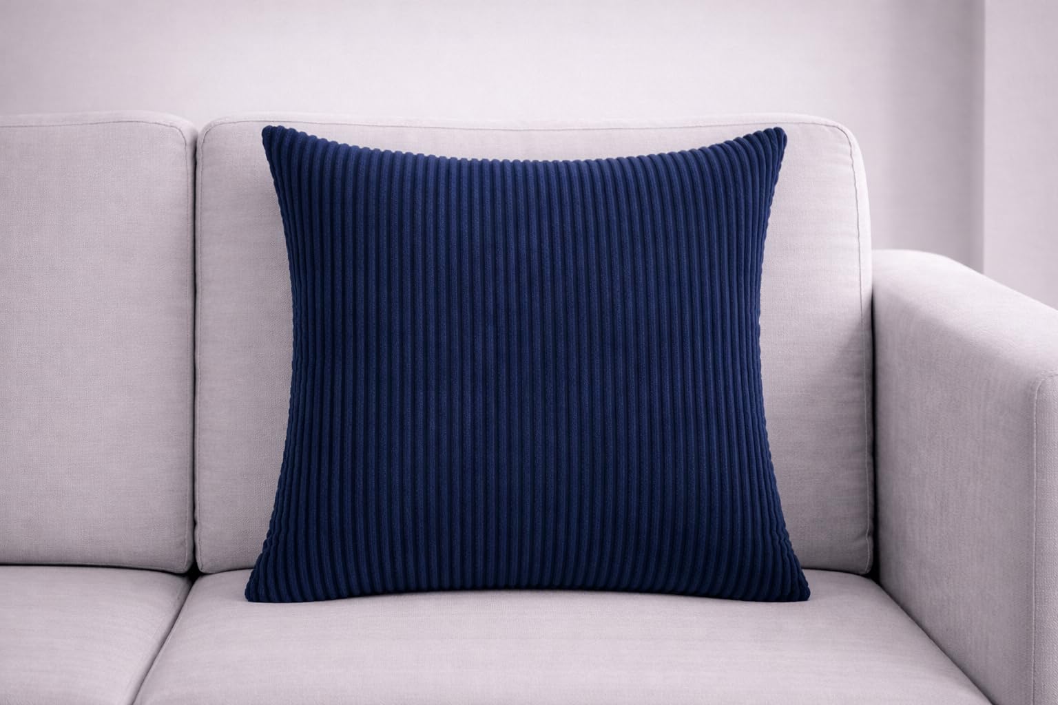 Seechoo Corduroy Cushion Covers Set of 2, Large Sofa Cushion Covers 55x55cm (22x22 Inch), Soft Ribbed Decorative Cushion Covers for Sofa, Living Room and Bedroom (Navy Blue)