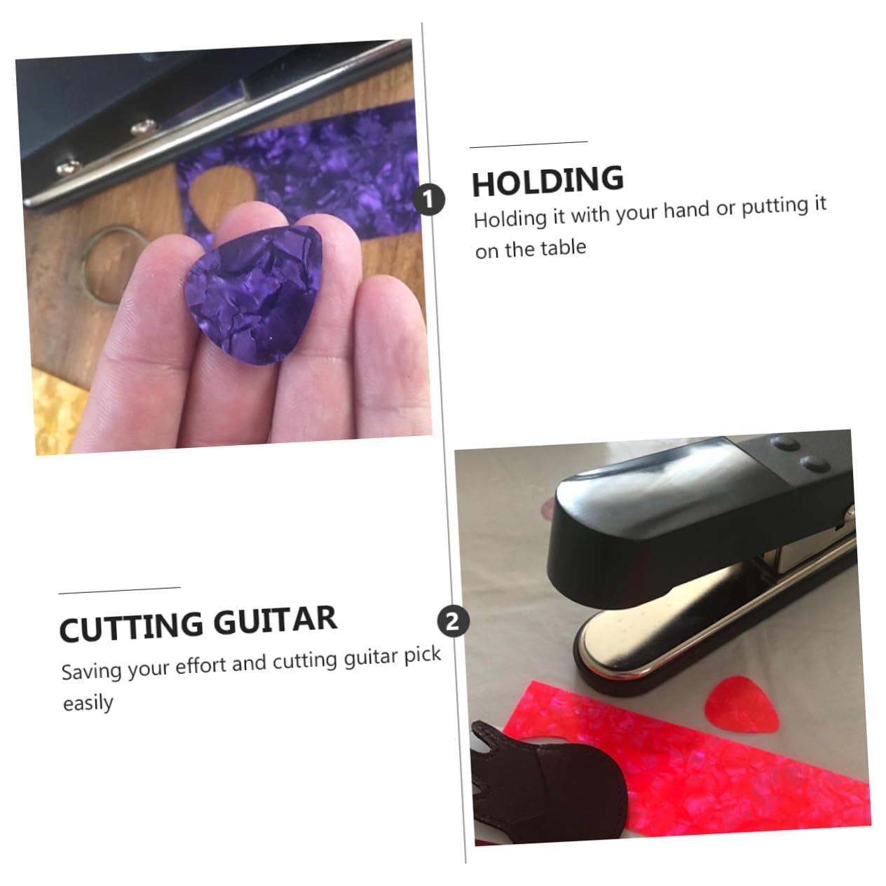 Plektrumstanze 1 Satz Gitarren Schneidgerät zum Selbermachen | Legierung, Schwarz, Starke Feder, für Kreditkarte und Gitarrenplektrum, Selbstgemacht Zubehör für Musik Zufällige Farbe