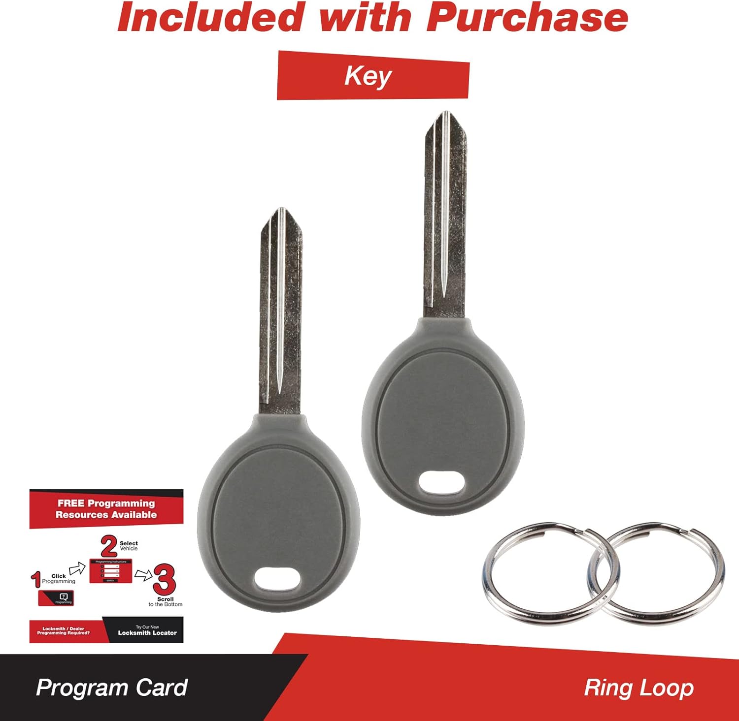 KeylessOption Keyless Entry Remote Fob Uncut Ignition Car Key Replacement for GQ43VT17T, 04602260 (Pack of 2)
