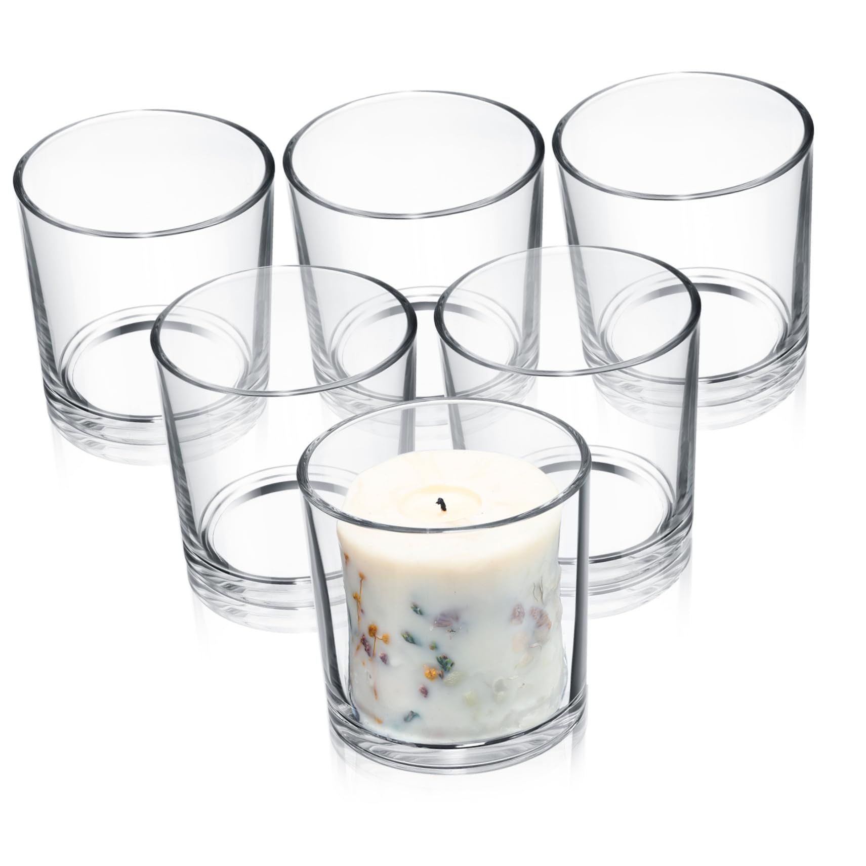 ULDIGI 6Pcs Glass Candle Holders Elegant Transparent Candle Holders for Pillar Candles Versatile Table Centerpiece Decor for Weddings Home Events