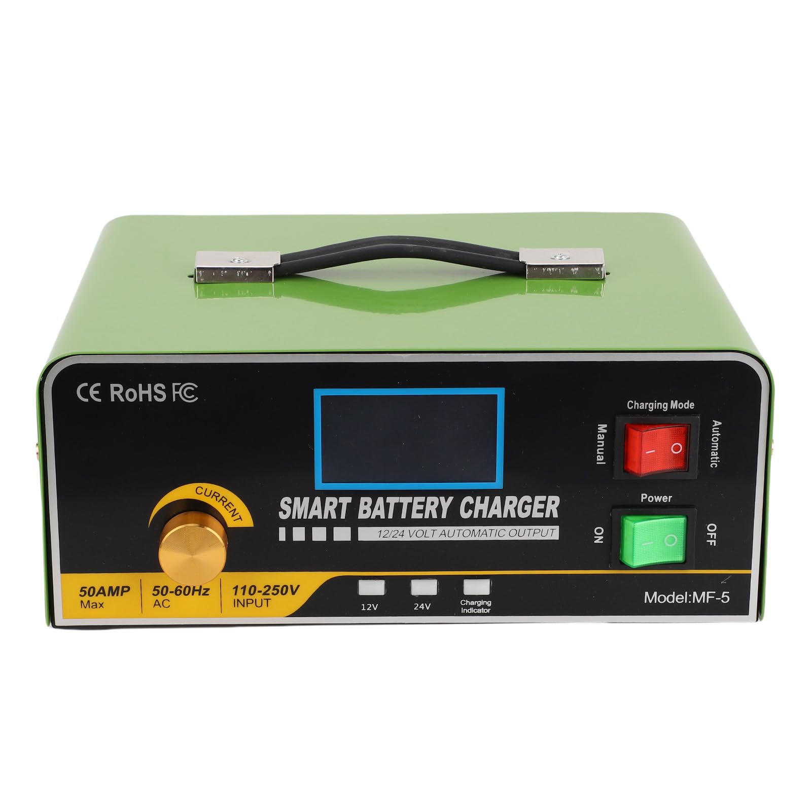 SEAFRONT Cargador de Batería Inteligente 12V/24V Cargador de Batería Multifuncional Inteligente de Acero Inoxidable (Enchufe de la UE)