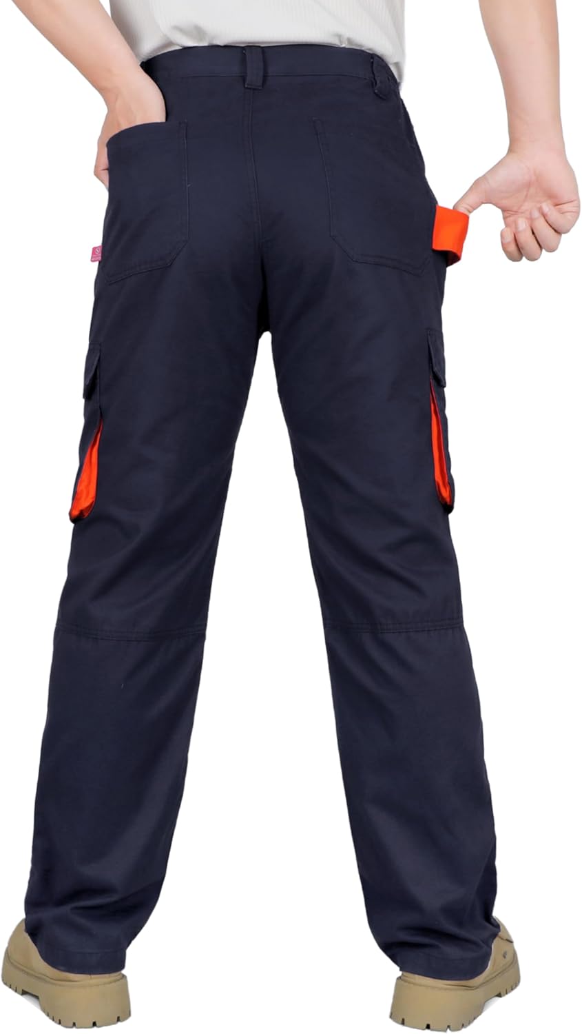 VATRENUS Men's FR Cargo Pants Flame Resistant Pants Lightweight 7.5oz 100% Cotton Fire Retardant Elastic Waist Pants - Image 3