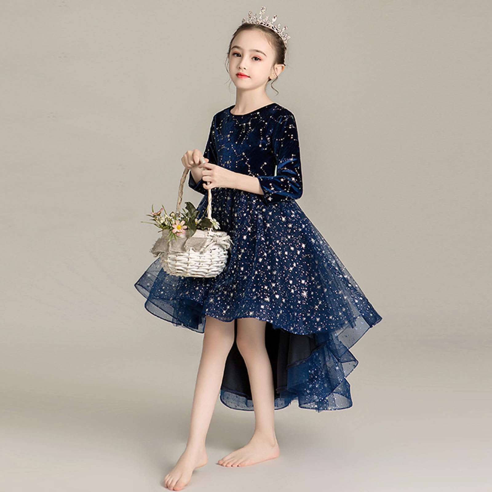 Generisch Vestito da principessa per bambine, grazioso, con paillettes, per feste e carnevale