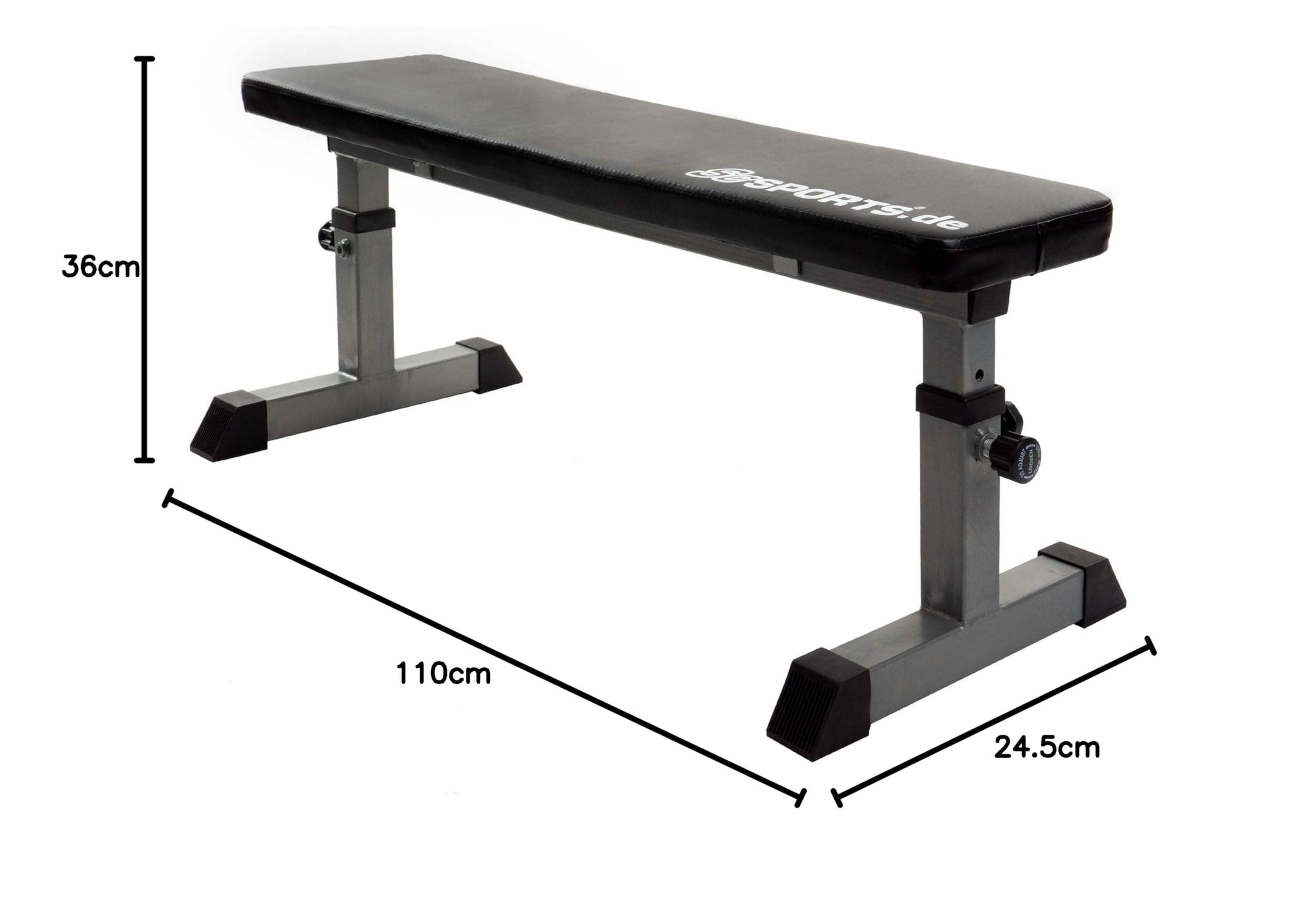 ScSPORTS® Banc De Musculation - Plat, Réglable En Hauteur, Charge Max 180kg Acier Moue Plastique Pieds En Caoutchouc Noir Banc D Entrainement Banc De Fitne Pour Abdominaux