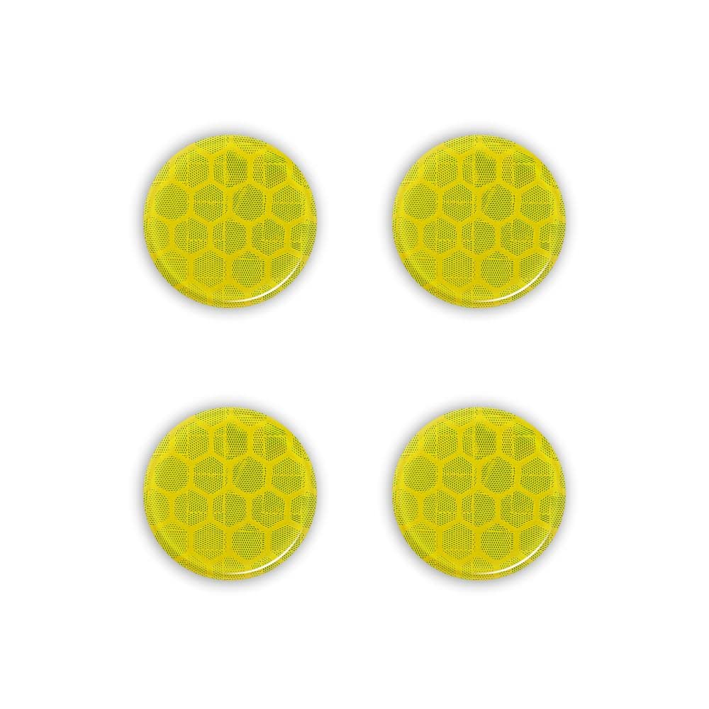 3D Diamond Refractive Stickers Circles, Yellow, Set of 4 Pieces
