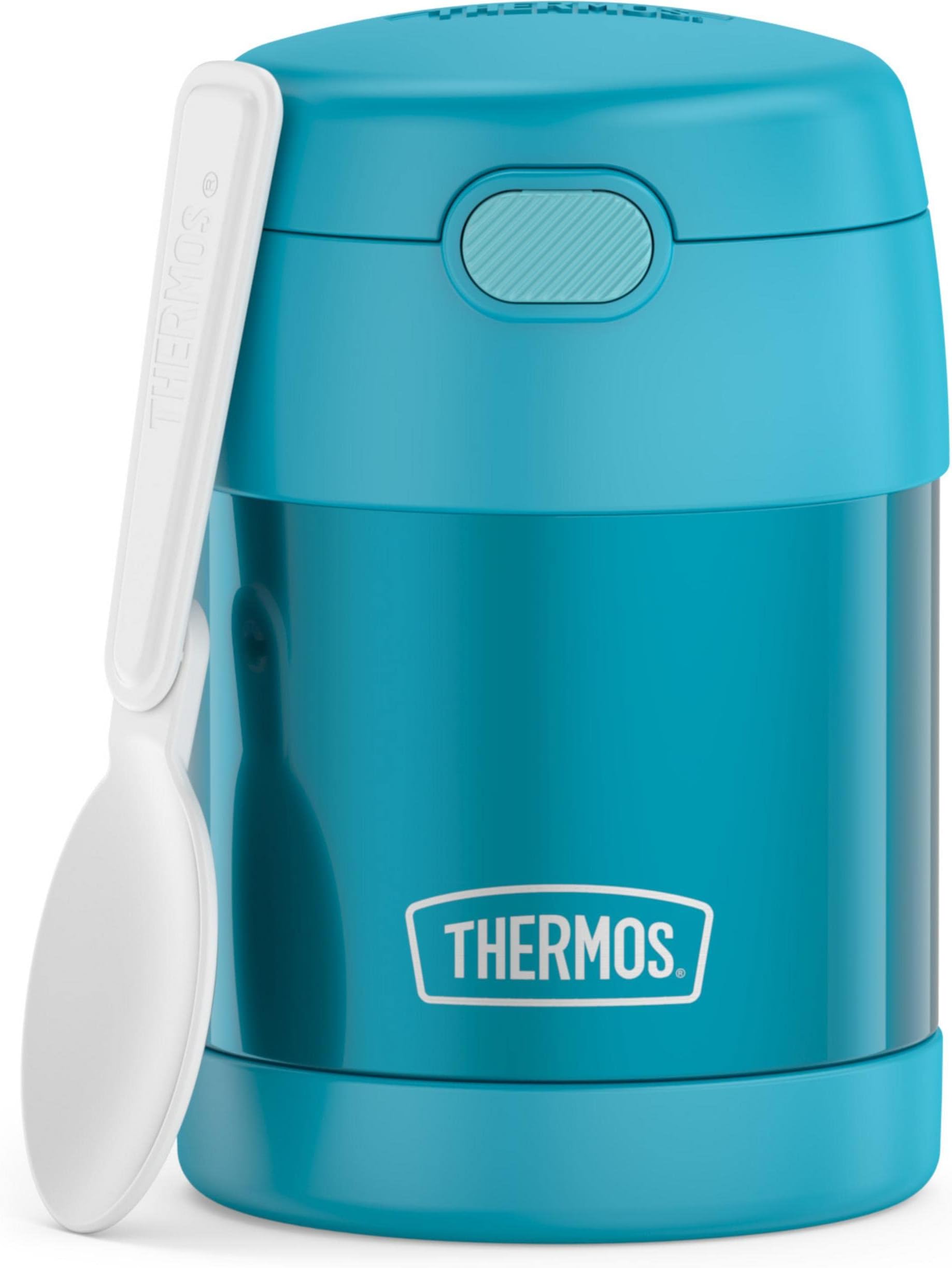FUNTAINER 10 Ounce Stainless Steel Vacuum Insulated Kids Food Jar with Spoon, Teal
