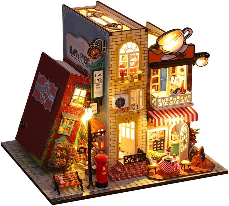 CuteQi - Kit de casa en miniatura, kit de casa de bricolaje para habitación creativa con muebles, kit de fabricación de casa pequeña con luz y