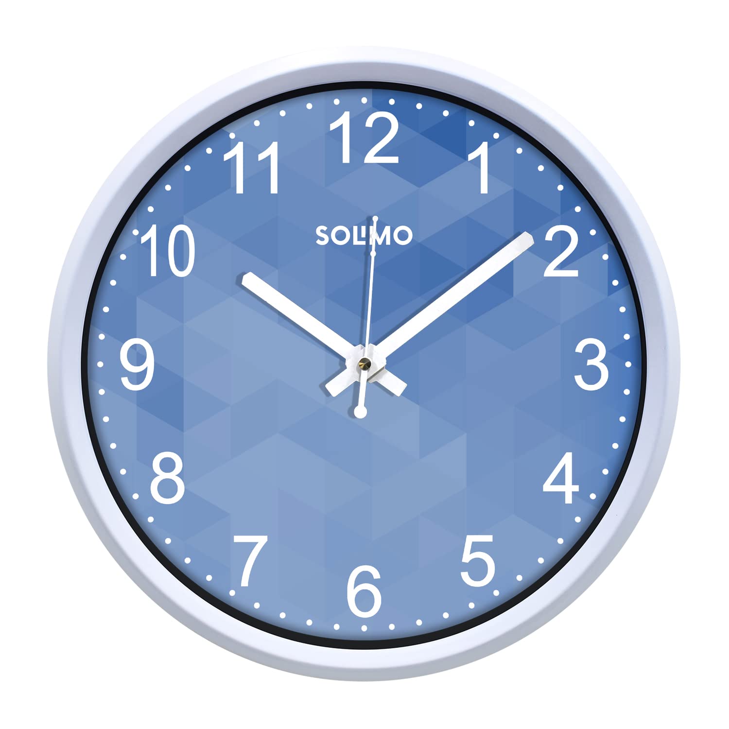 Amazon Brand - Solimo 12-inch Contemporary Plastic Wall Clock (Silent Movement, White Frame)