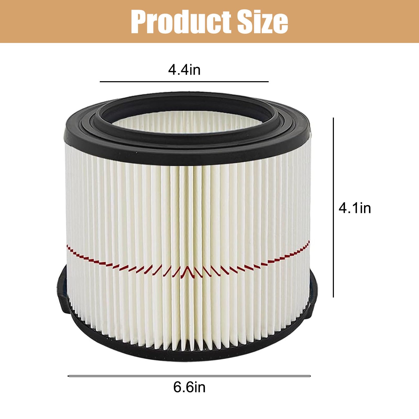 2 filtri 38741 adatti per aspirapolvere Craftsman da 3 e 4 galloni Wet/Dry, sostituisce filtro viola a strisce 1/2 altezza, parte # CMXZVBE38741 CMXEVBE17040