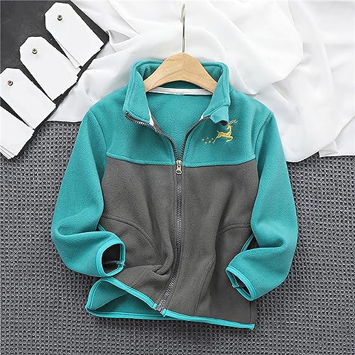 Kids Girl's Polar Fleece Full-Zip Mock Jacket Boy's Color Block Sweatshirt Jacket Fall Windproof Coat Winter Outwear3