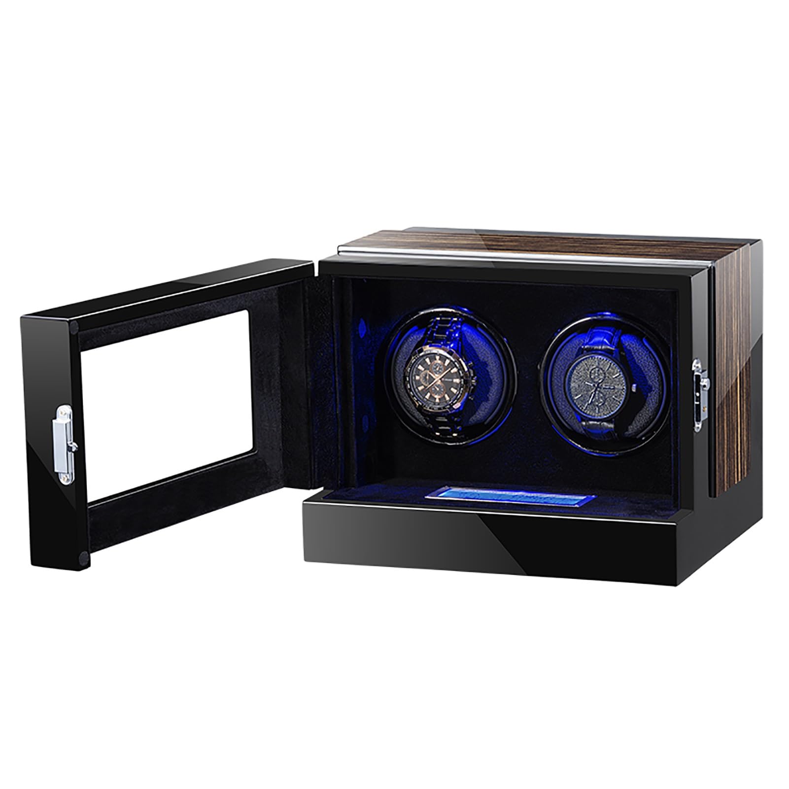 Remontoir montre automatique en bois de luxe pour 2 garde-temps avec écran LCD