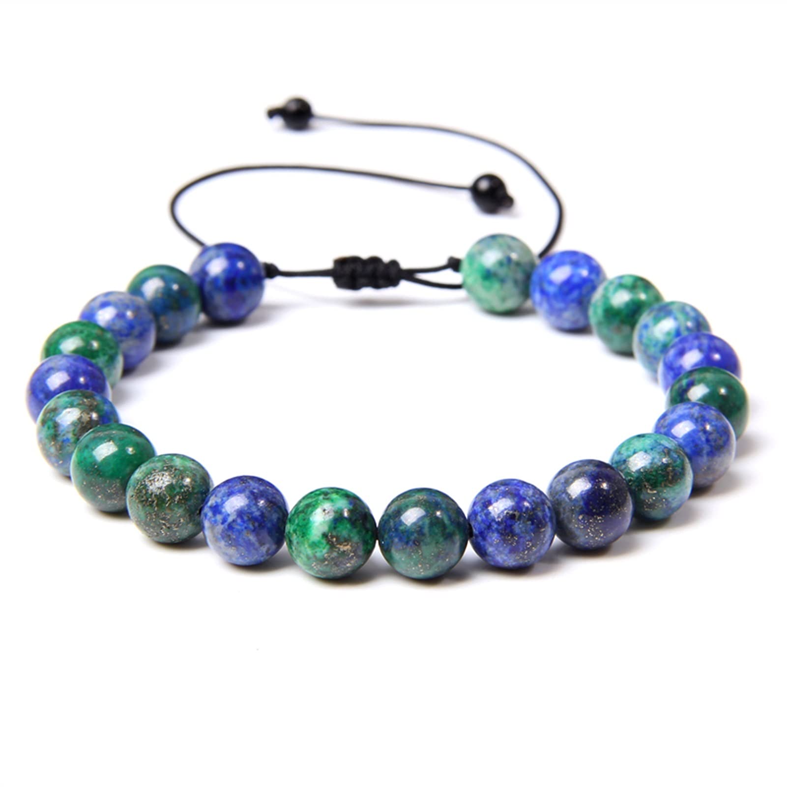 Braccialetti naturali naturali di lapislazzuli Phoenix Bracciale treccia regolabile da uomo per donna Bracciale con perline intrecciate con perline di pietra energetica lucida (Colore metallo: aren