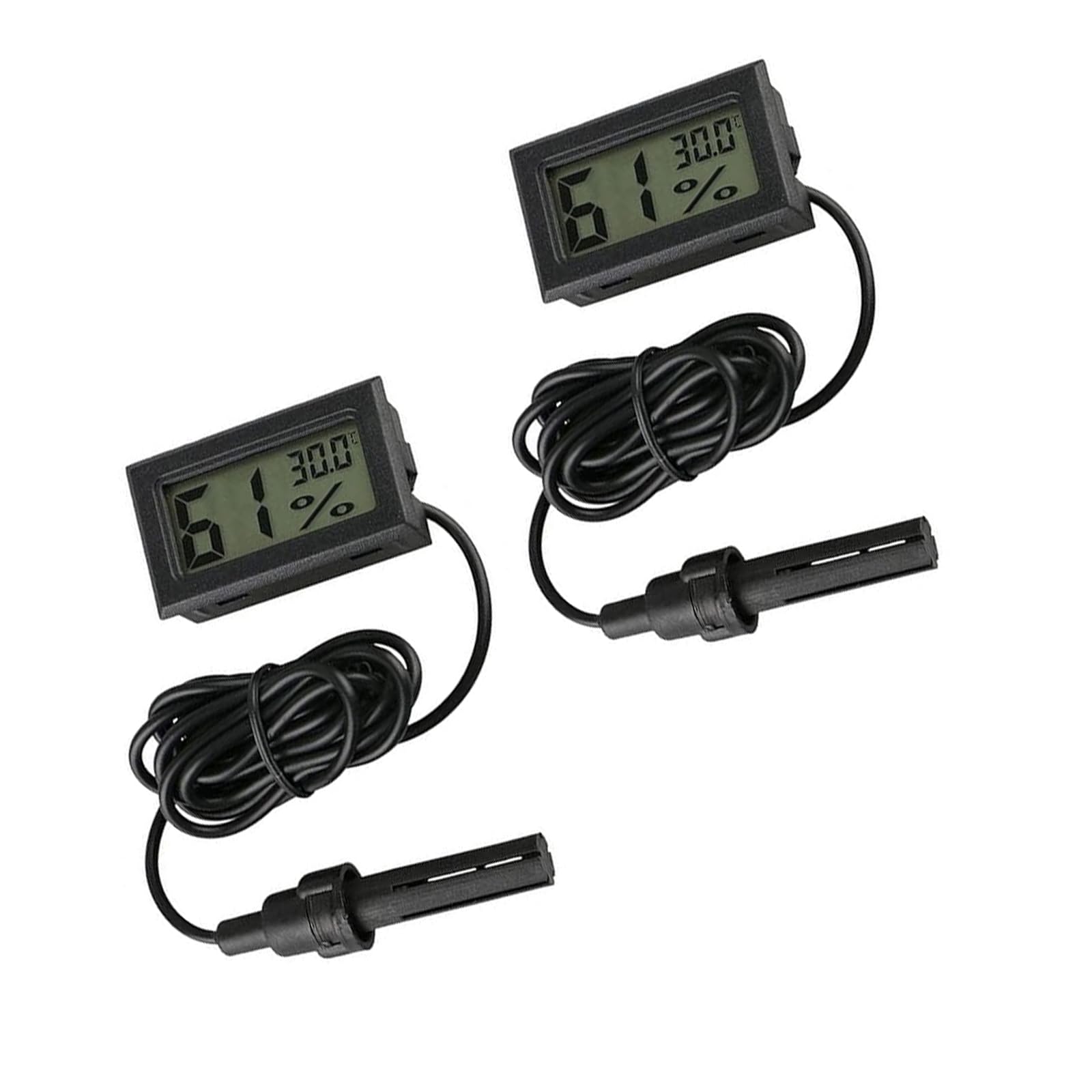 Telidif Reptile Tank Accessories, 2 Pack Digital Thermometer and Hygrometer, LCD Display Probe for Reptile Incubator, Terrariums, Pet Tanks, Temperature and Humidity Monitoring