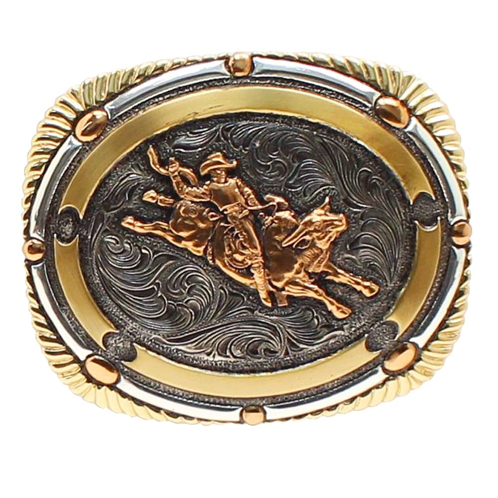 M&F Western 4 x 3 1/2 in Crumrine Bull Rider Barb Wire Border Belt Buckle