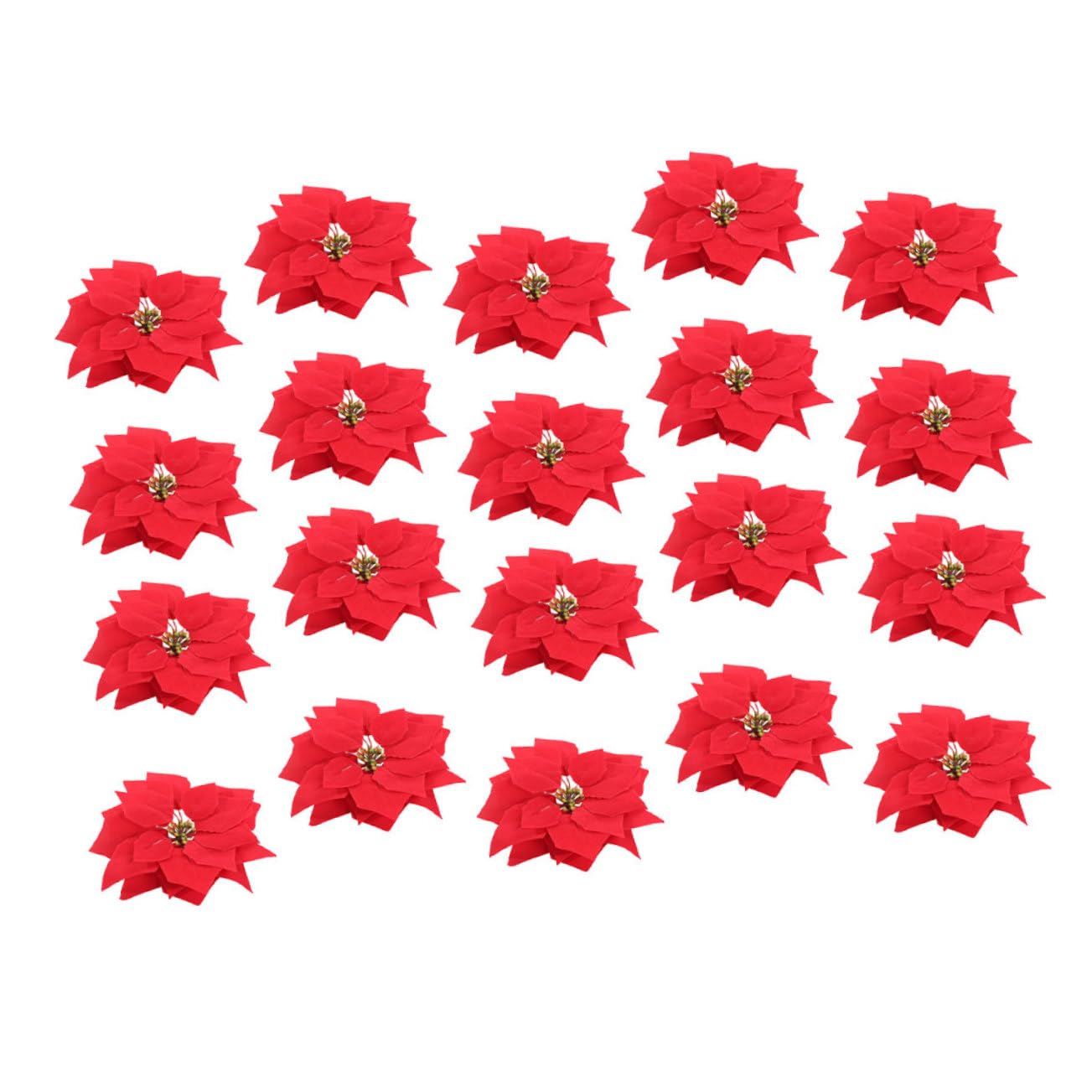 Ciieeo 60 Piezas Redondas Plegables Ventilador Árbol De Navidad Adornos Falsos Cabeza De Poinsettia Artificiales para Flores Decoraciones De Árbol De Navidad Flores Sintéticas Cinturón